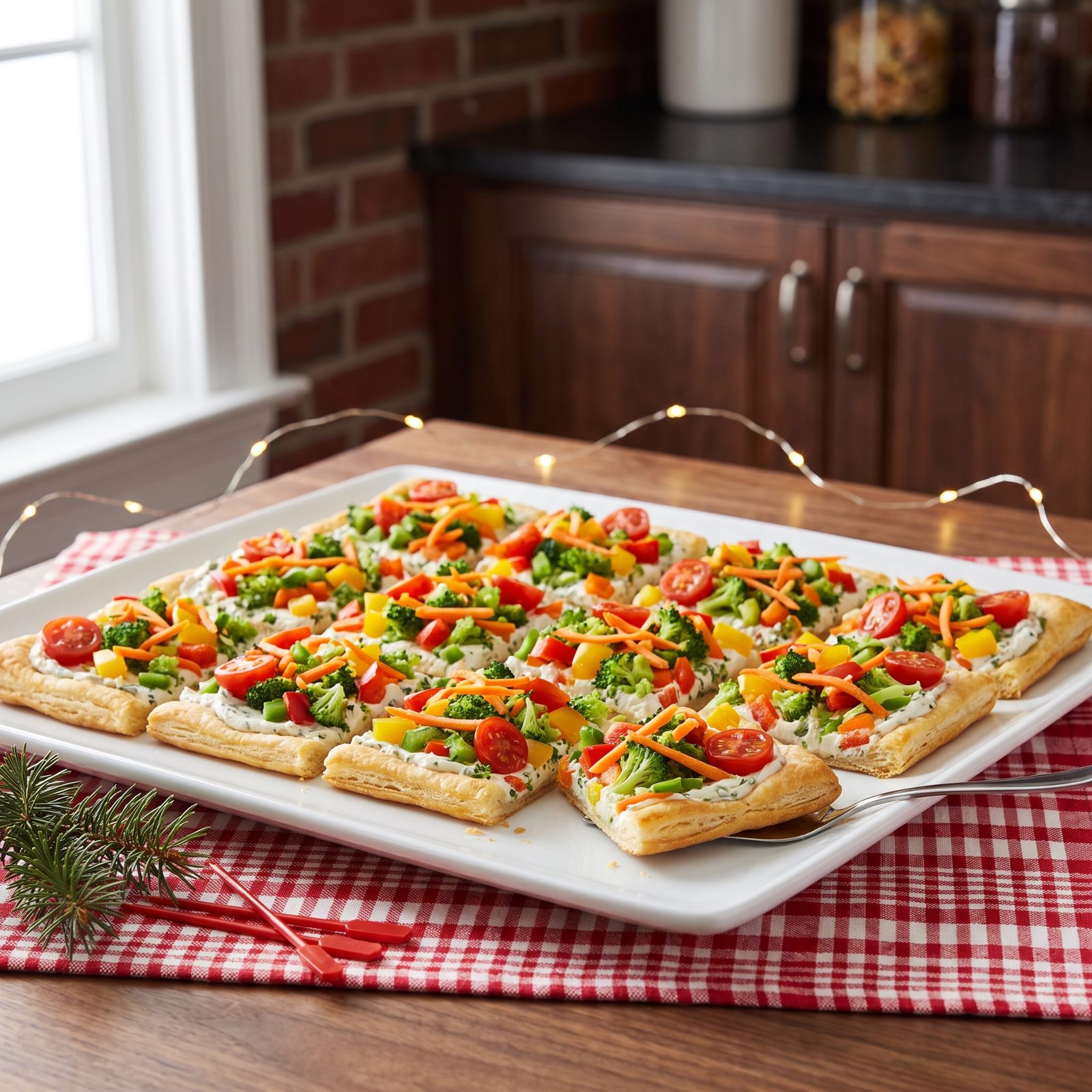 Crescent-Roll Veggie Pizza Squares