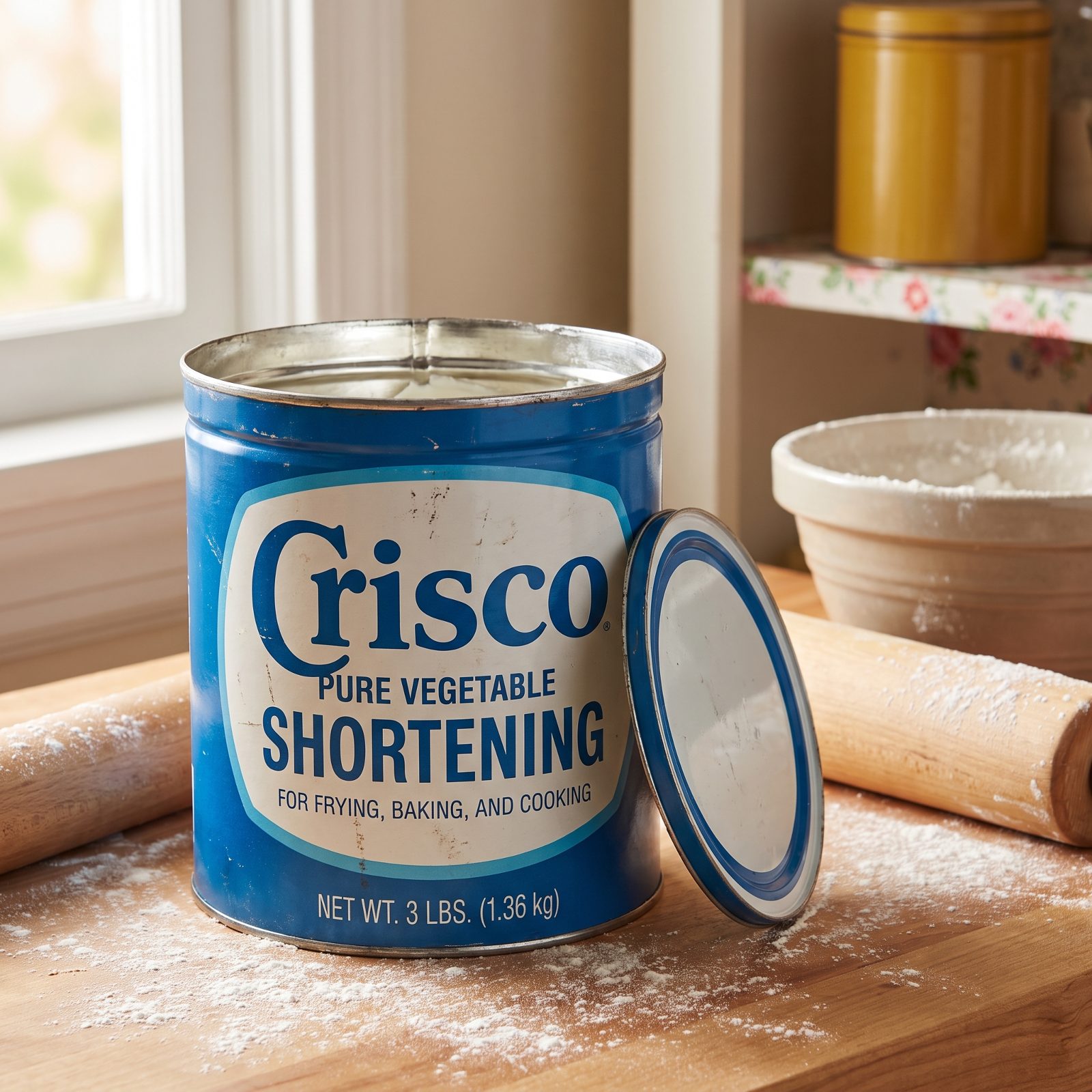 Crisco Shortening in the Big Blue Metal Can
