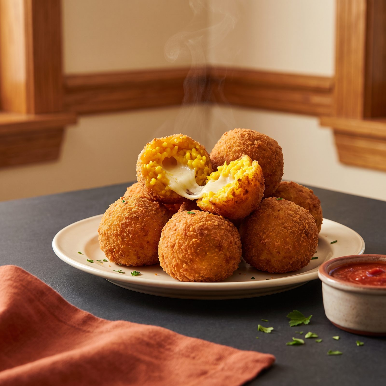 Crispy Arancini With Hidden Mozzarella Centers