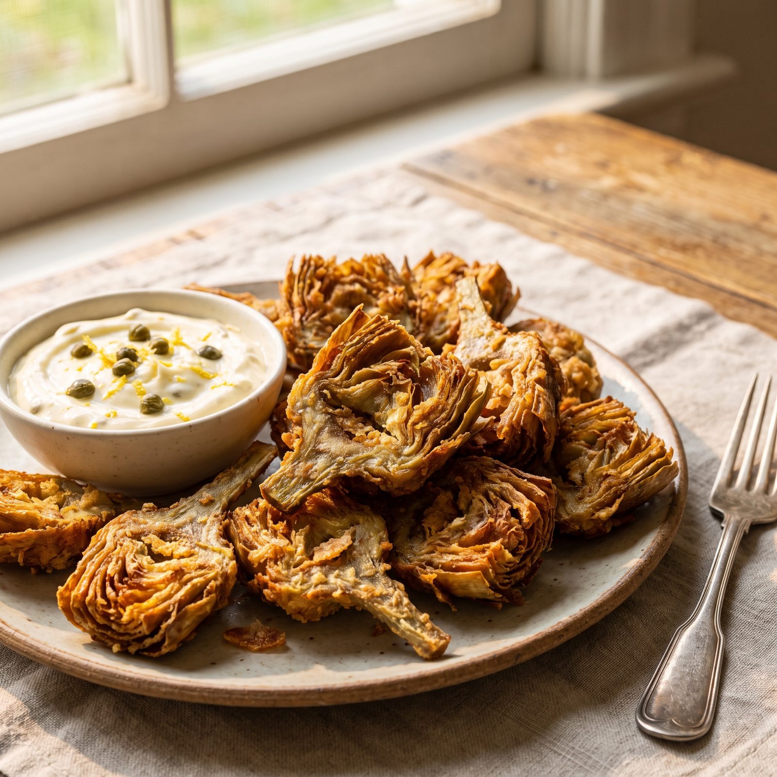 Crispy Artichoke Hearts With Lemon-Caper Mayo