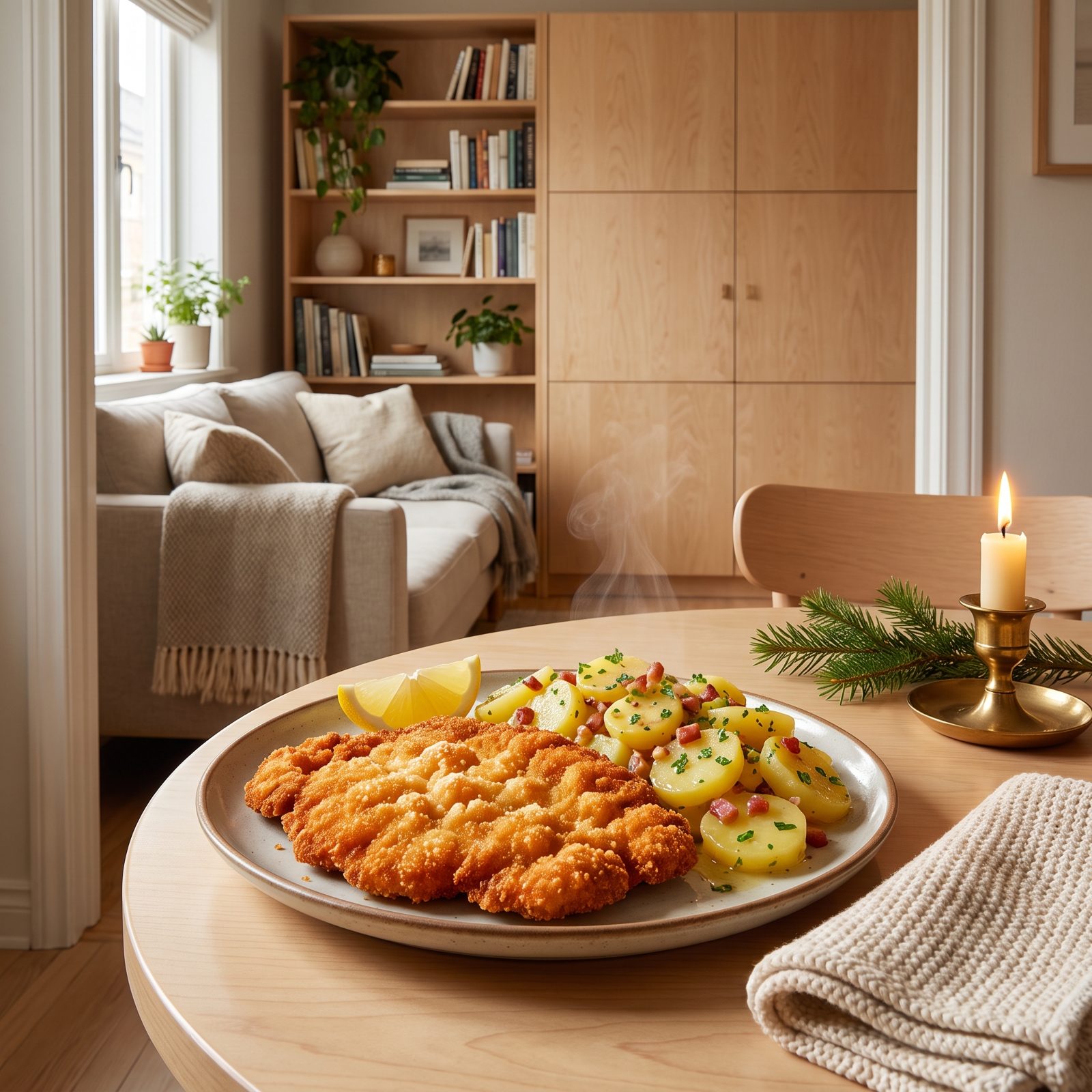 Crispy Schnitzel With Warm Potato Salad