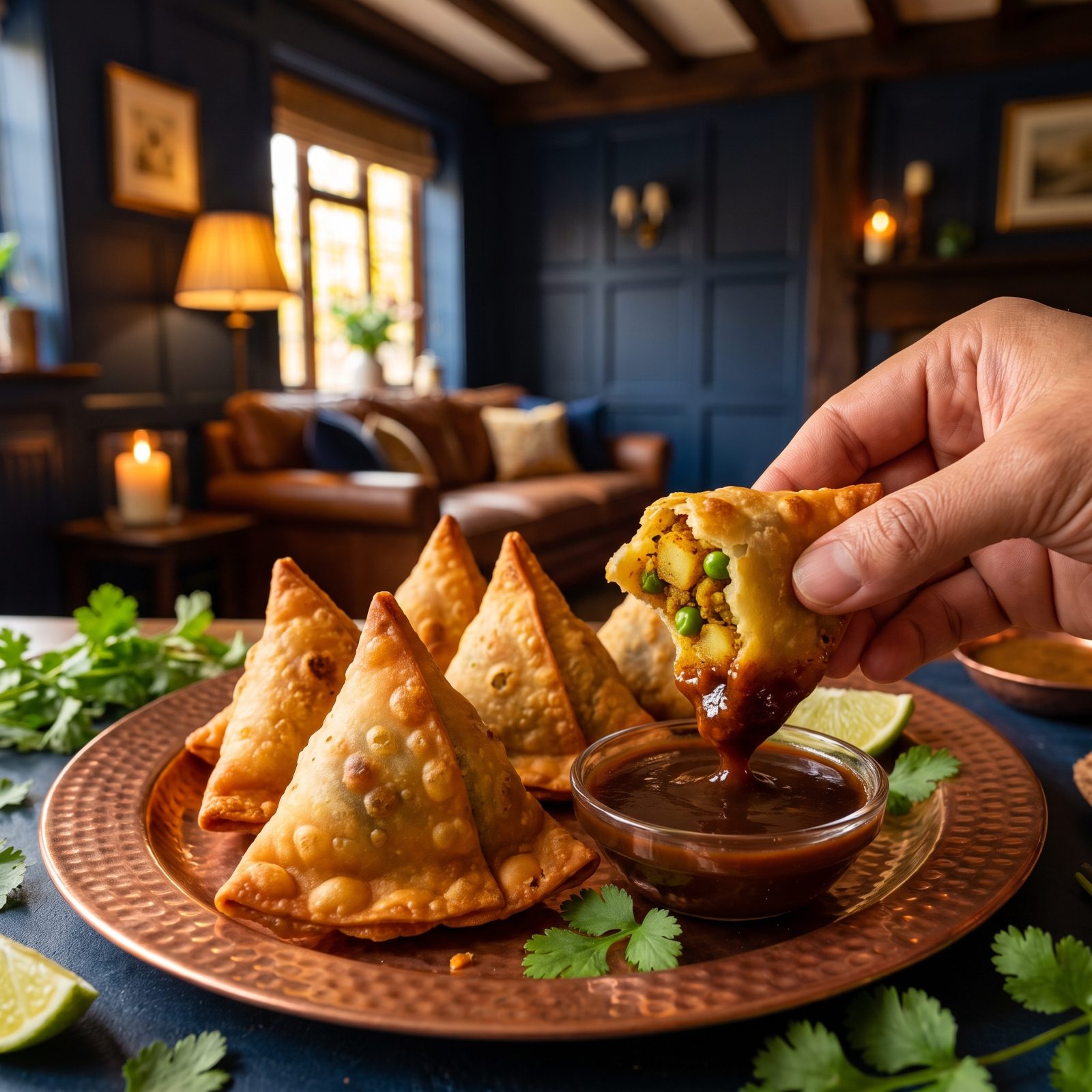 Crispy Vegetable Samosas With Tamarind Chutney