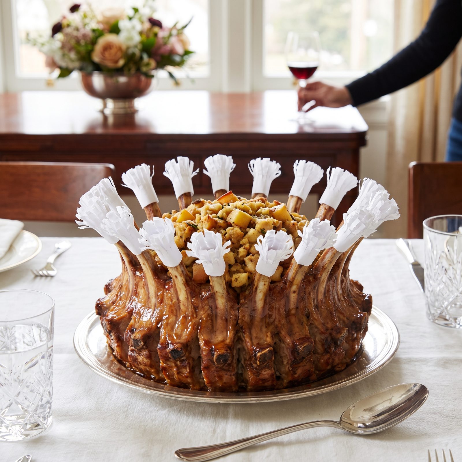 A Crown Roast of Pork With Apple Stuffing
