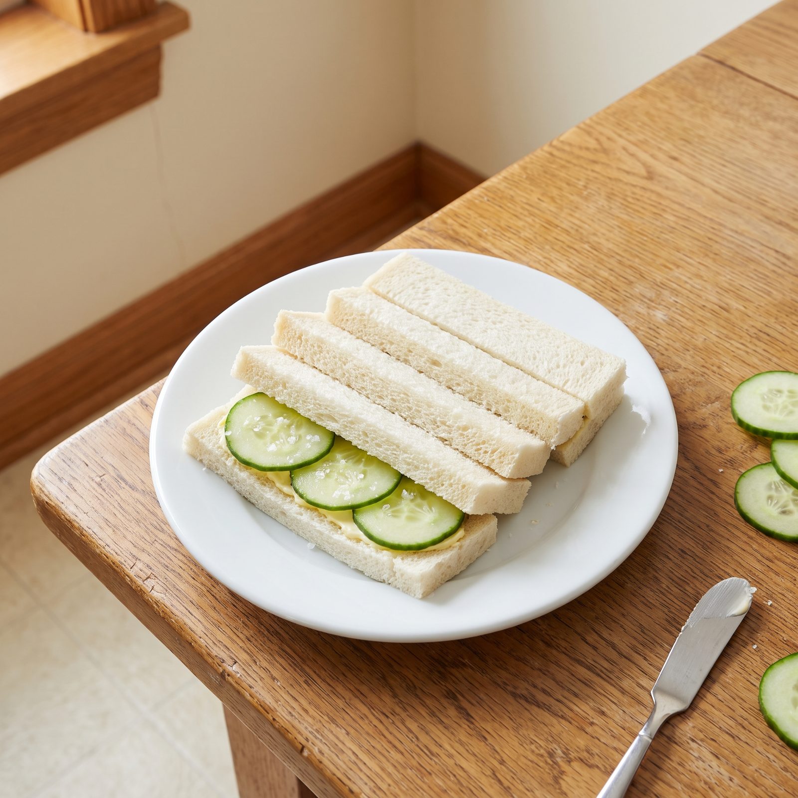 Cucumber and Salted Butter on Thin White Bread