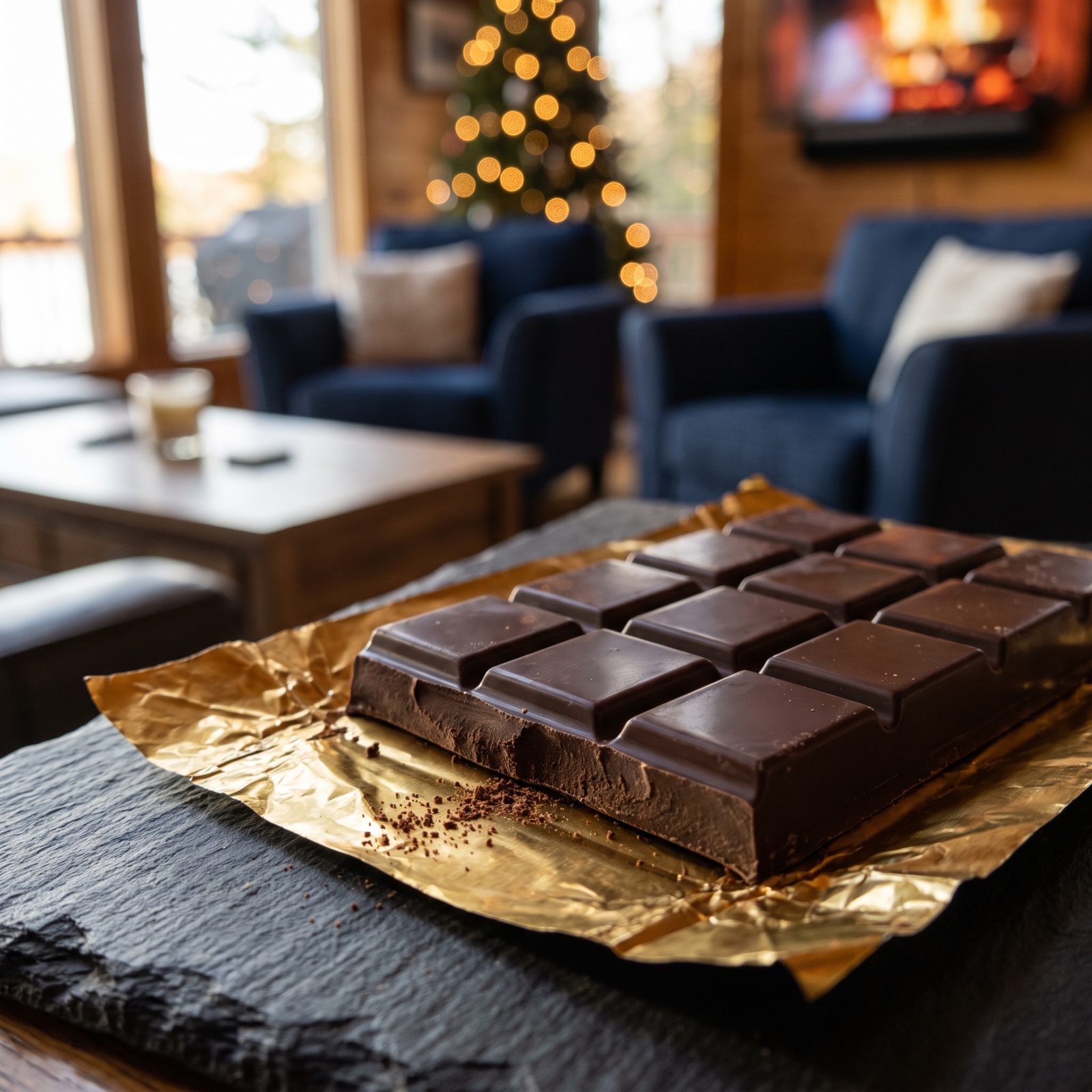 Dark Chocolate Broken From a Thick Bar