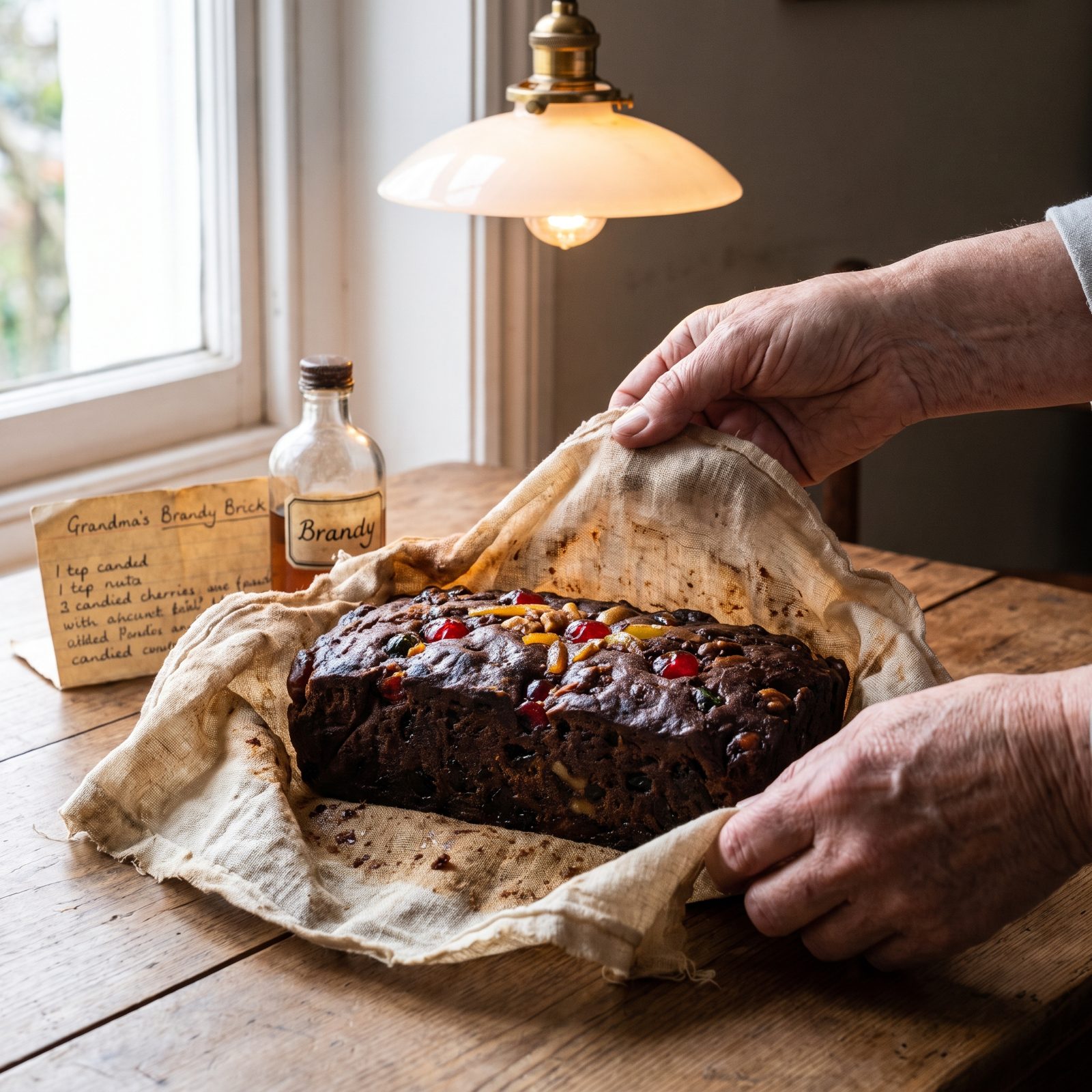 Dark Fruitcake Aged in Brandy