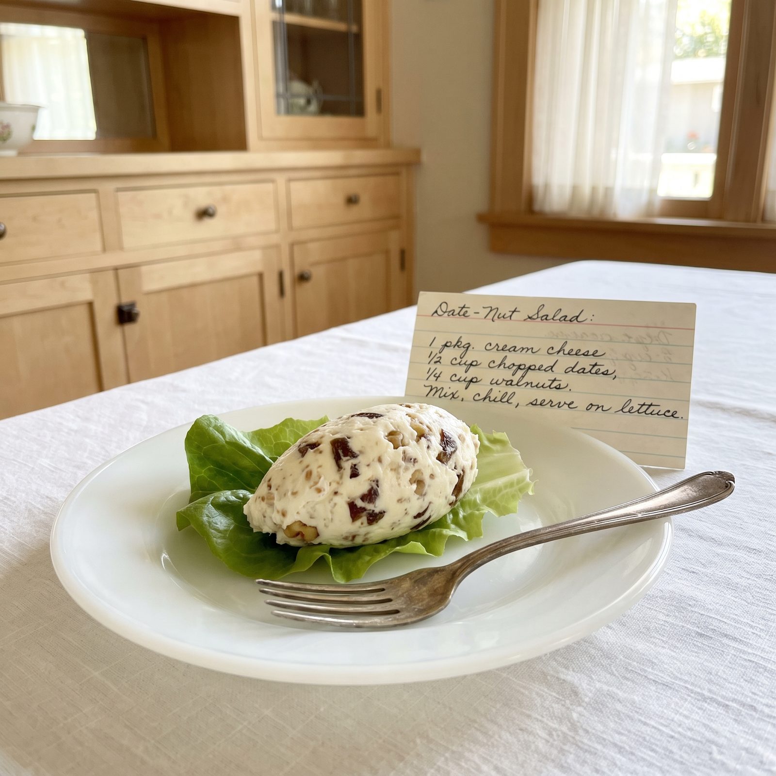Date-and-Nut Cream Cheese Salad on Lettuce Leaves