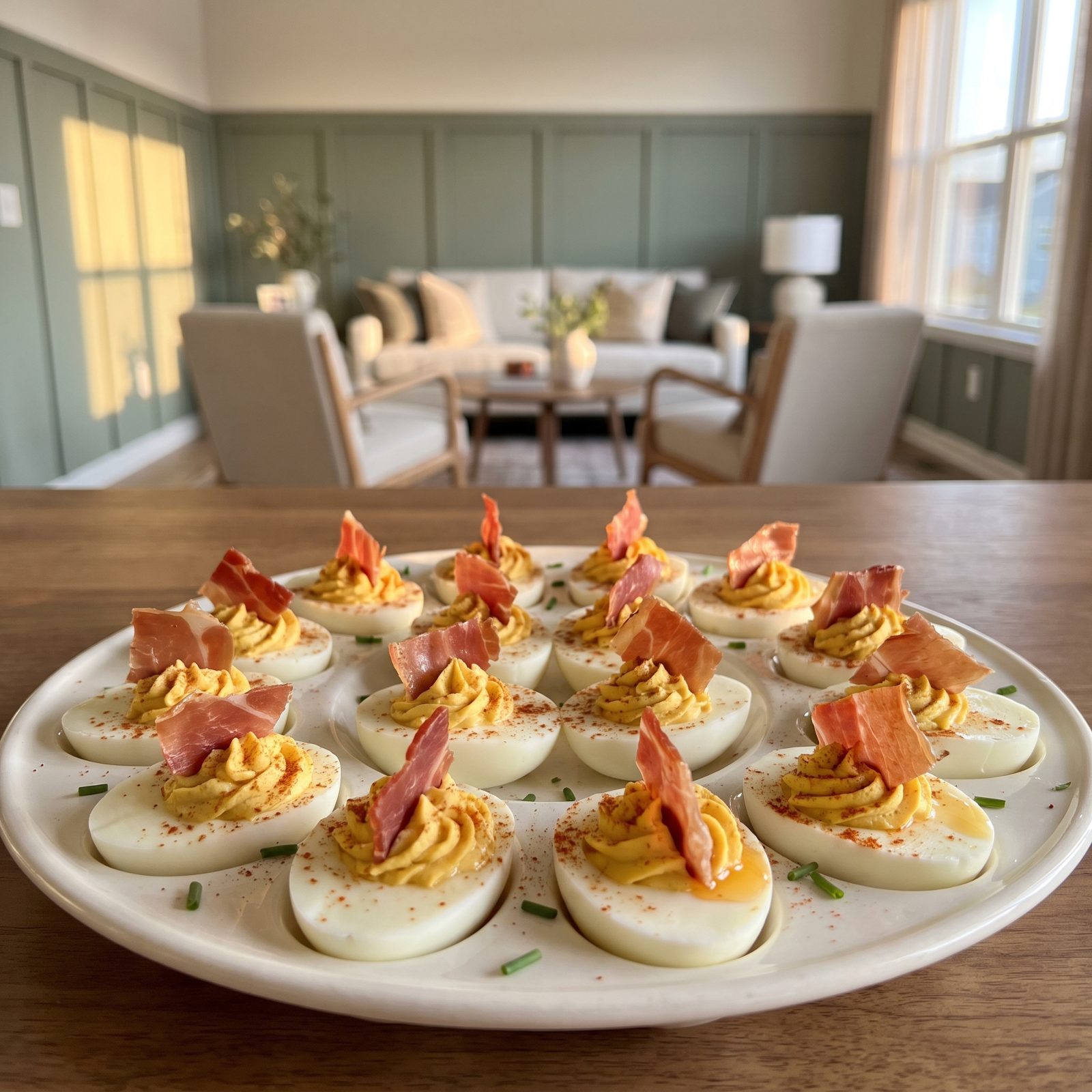 Deviled Eggs With Crisp Prosciutto