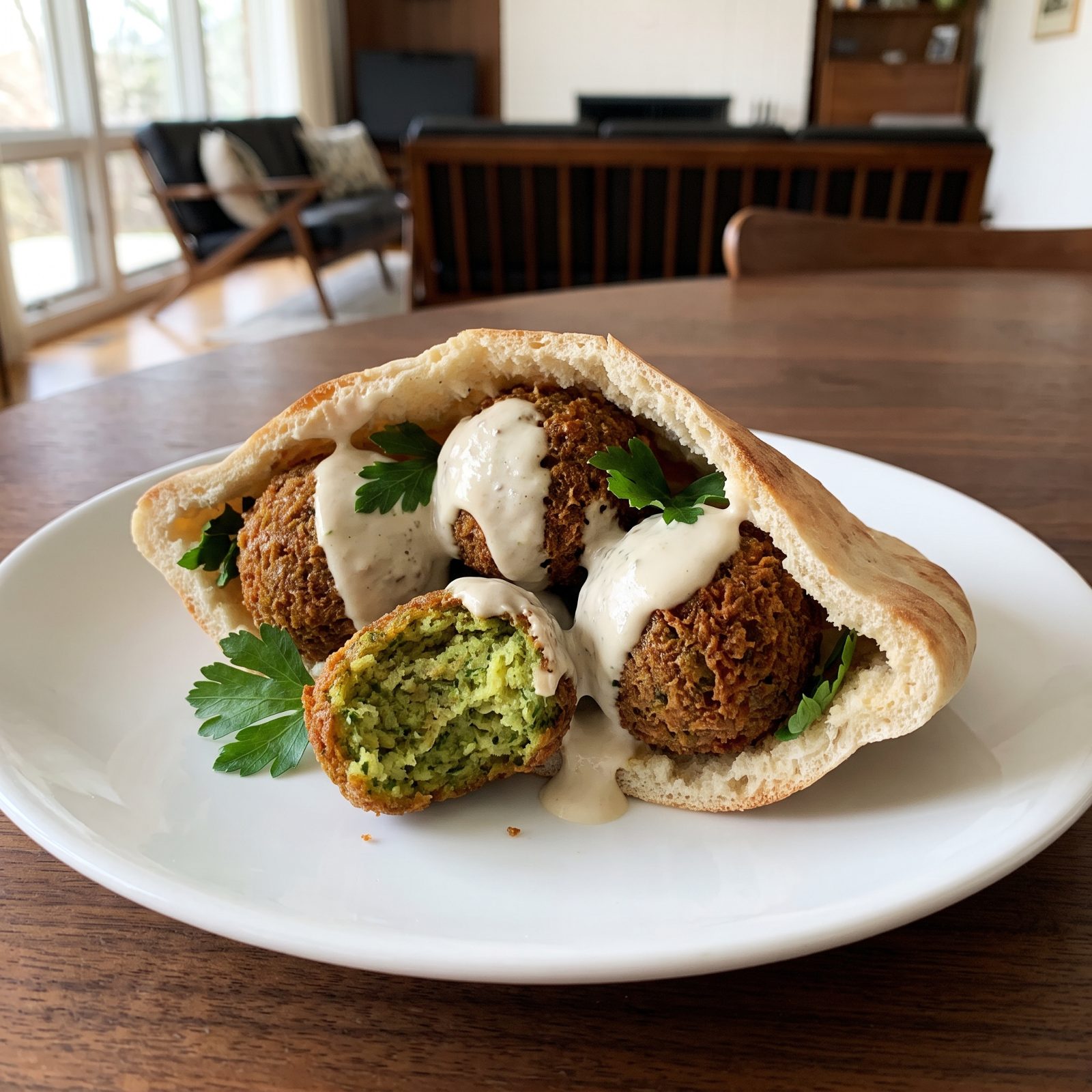 Falafel and Tahini in Pita