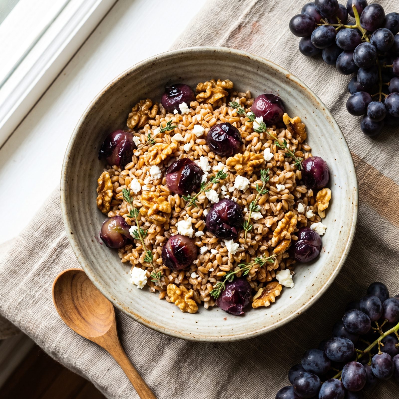 Farro With Roasted Grapes and Walnuts