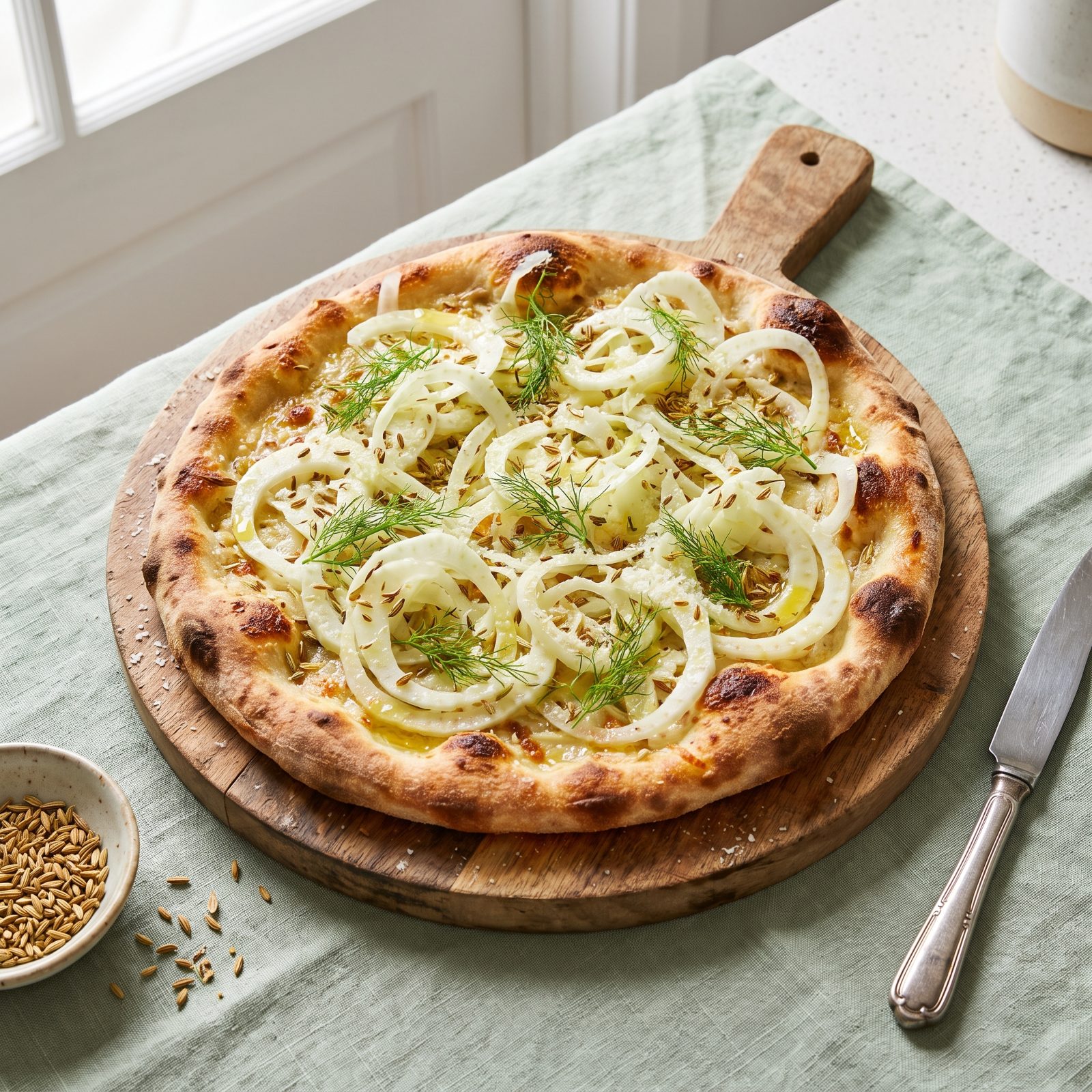 Fennel Pizza With Fronds and Toasted Seeds