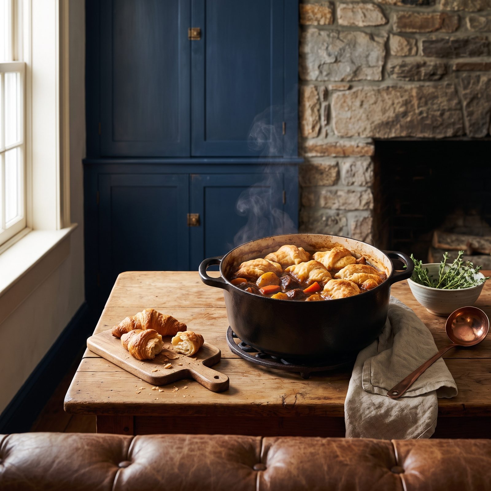 Float Stale Croissant Dumplings on a Hearty Stew