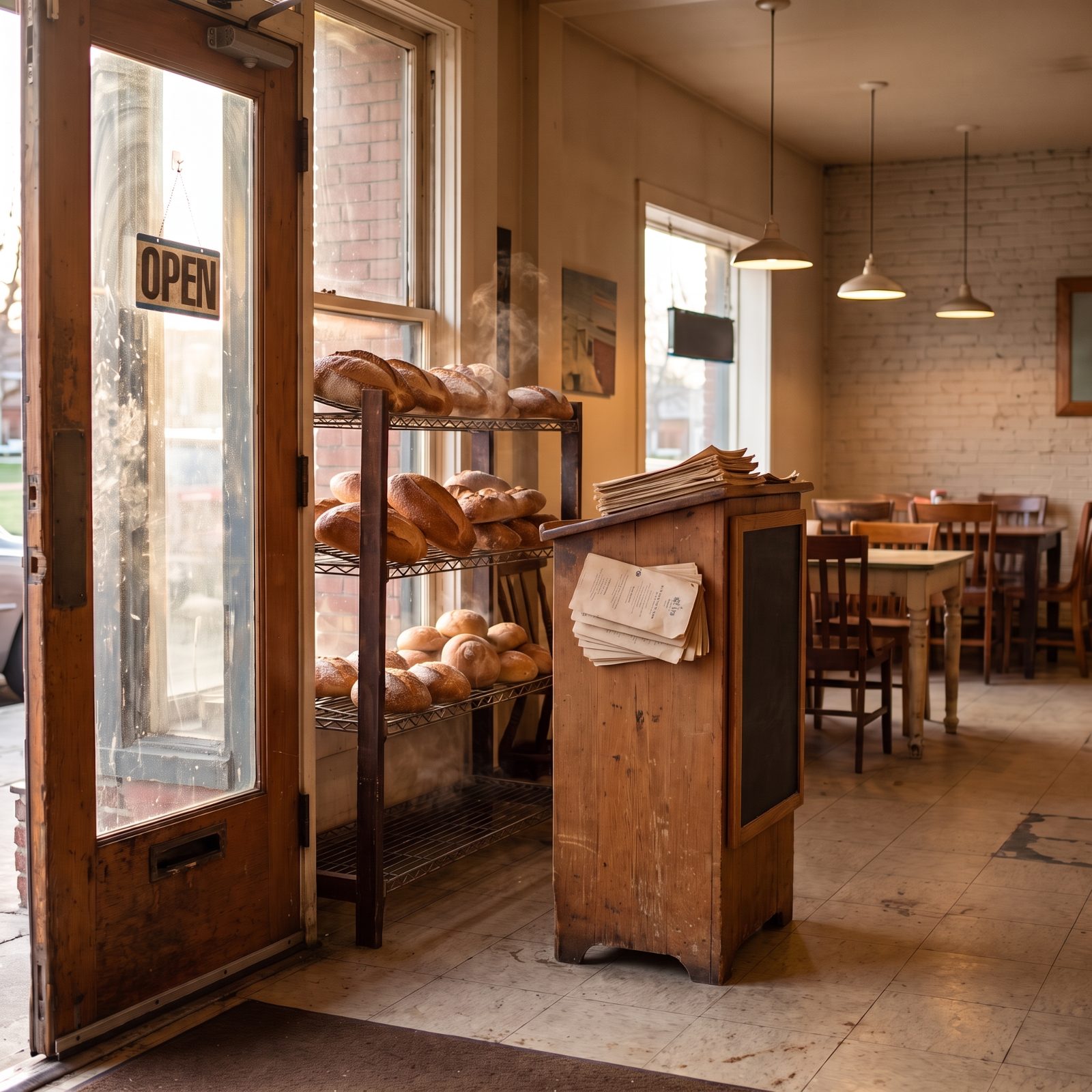 Fresh Bread Is Cooling Near the Entrance