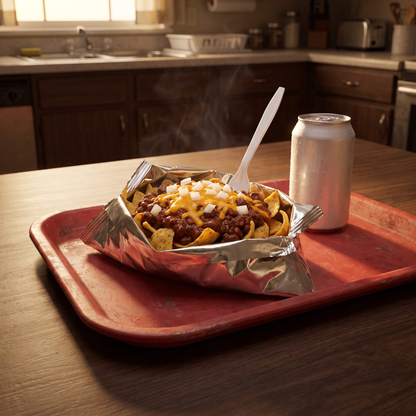 Frito Pie Served Right in the Chip Bag