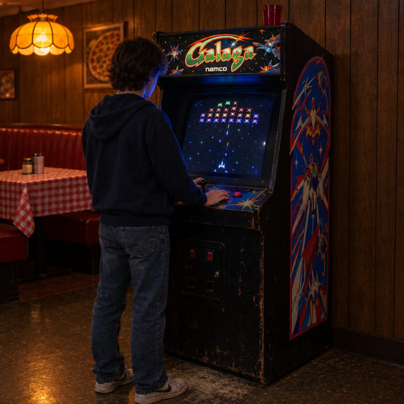 A Galaga Cabinet Humming in the Corner