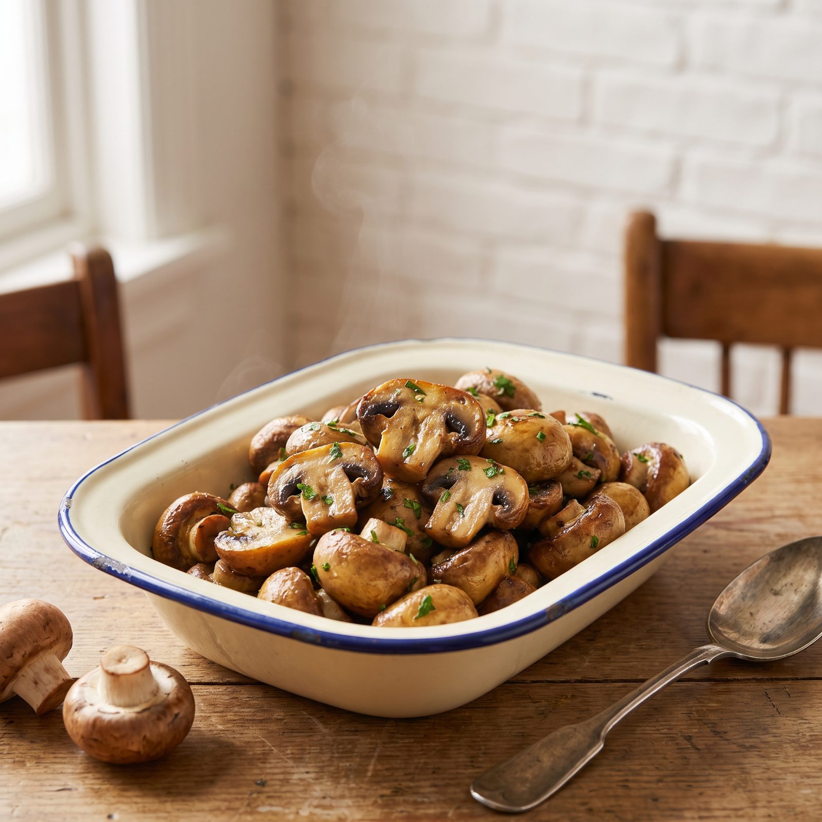 Garlic Butter Mushrooms That Disappear Before the Turkey Arrives