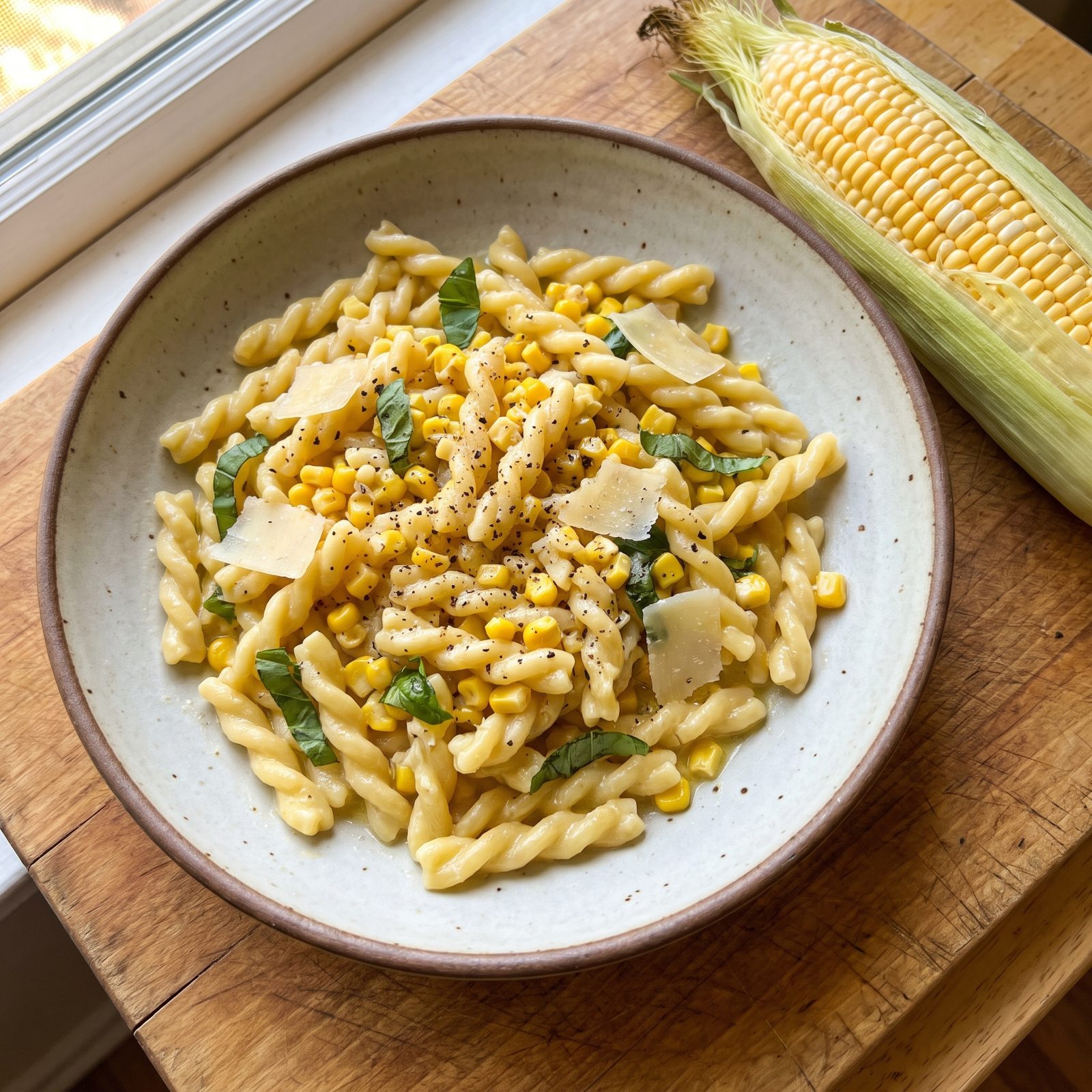 Gemelli With Sweet Corn and Basil