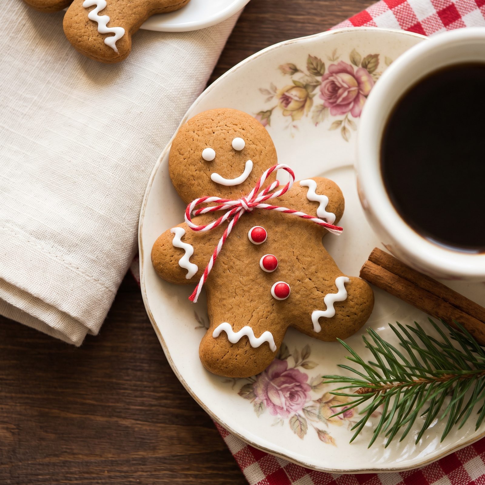 Gingerbread Cookie Favors on the Saucers