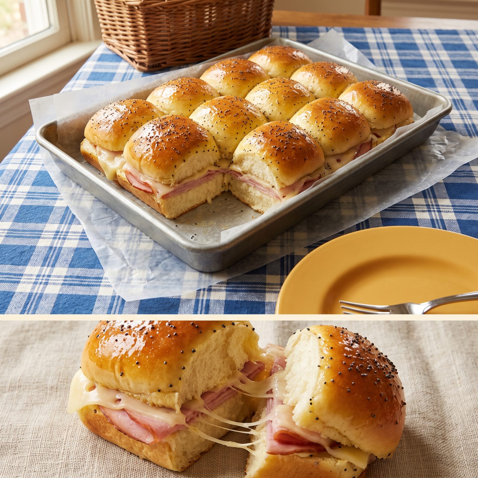 Glazed Ham-and-Cheese Party Rolls