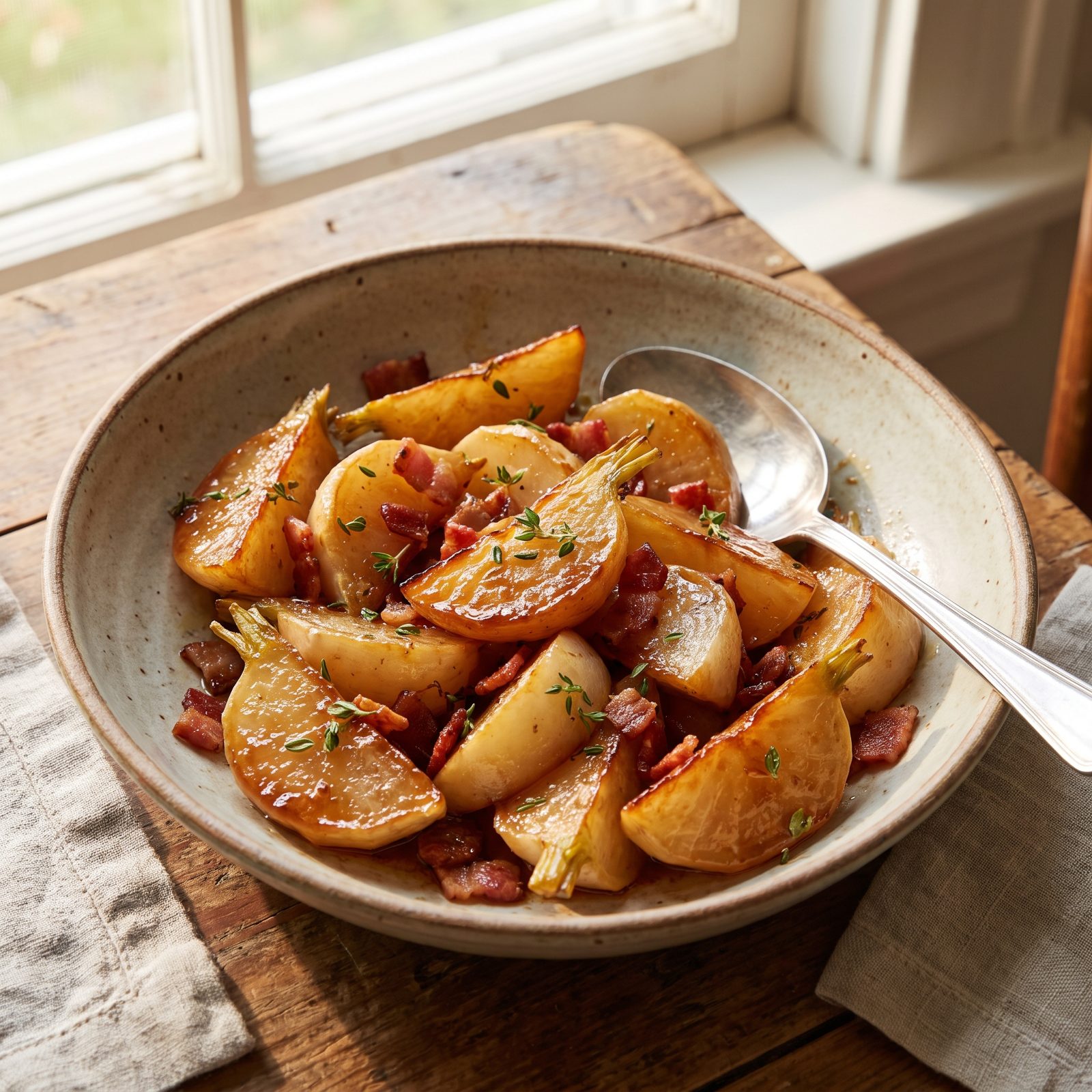 Glazed Turnips With Bacon