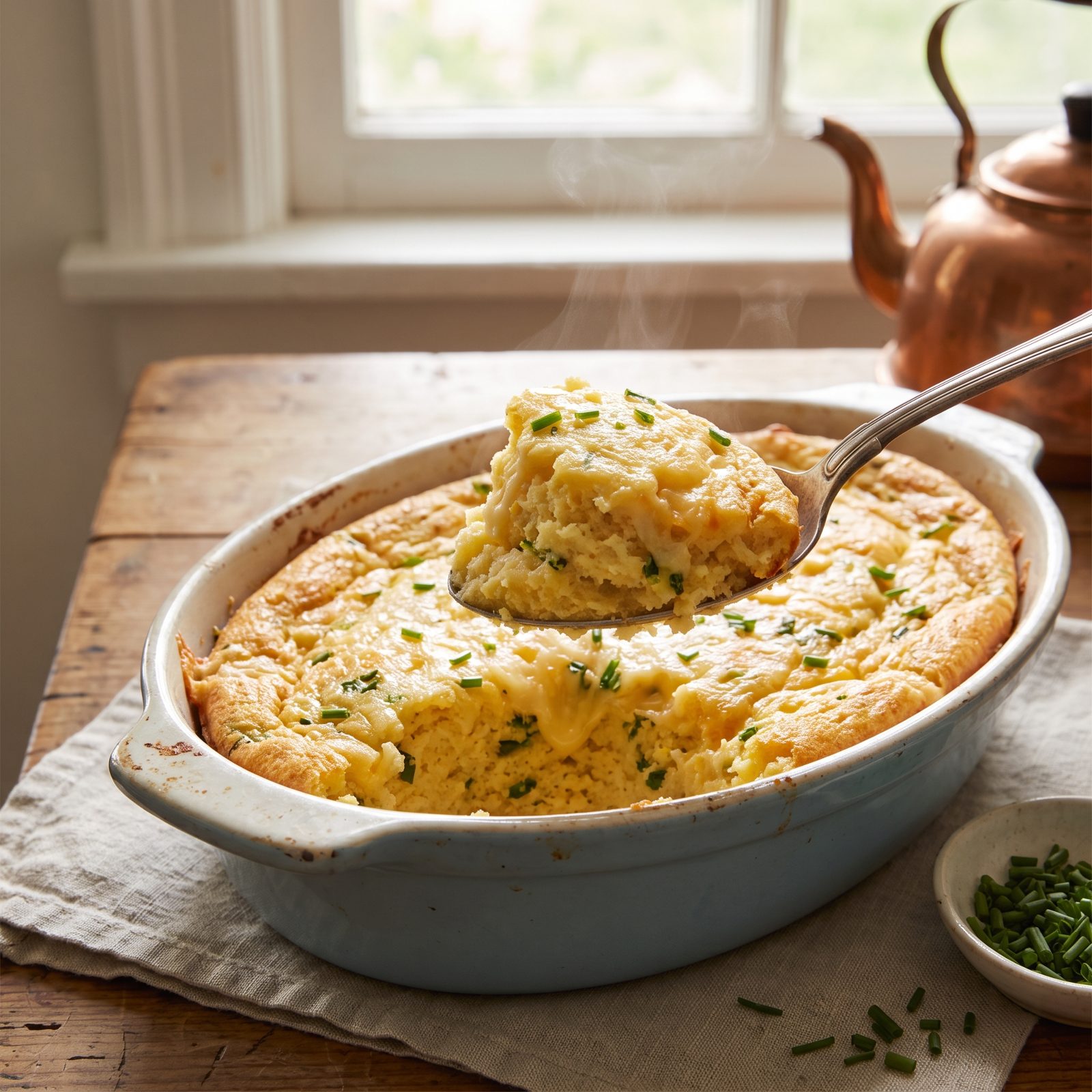 Gouda and Chive Spoon Bread