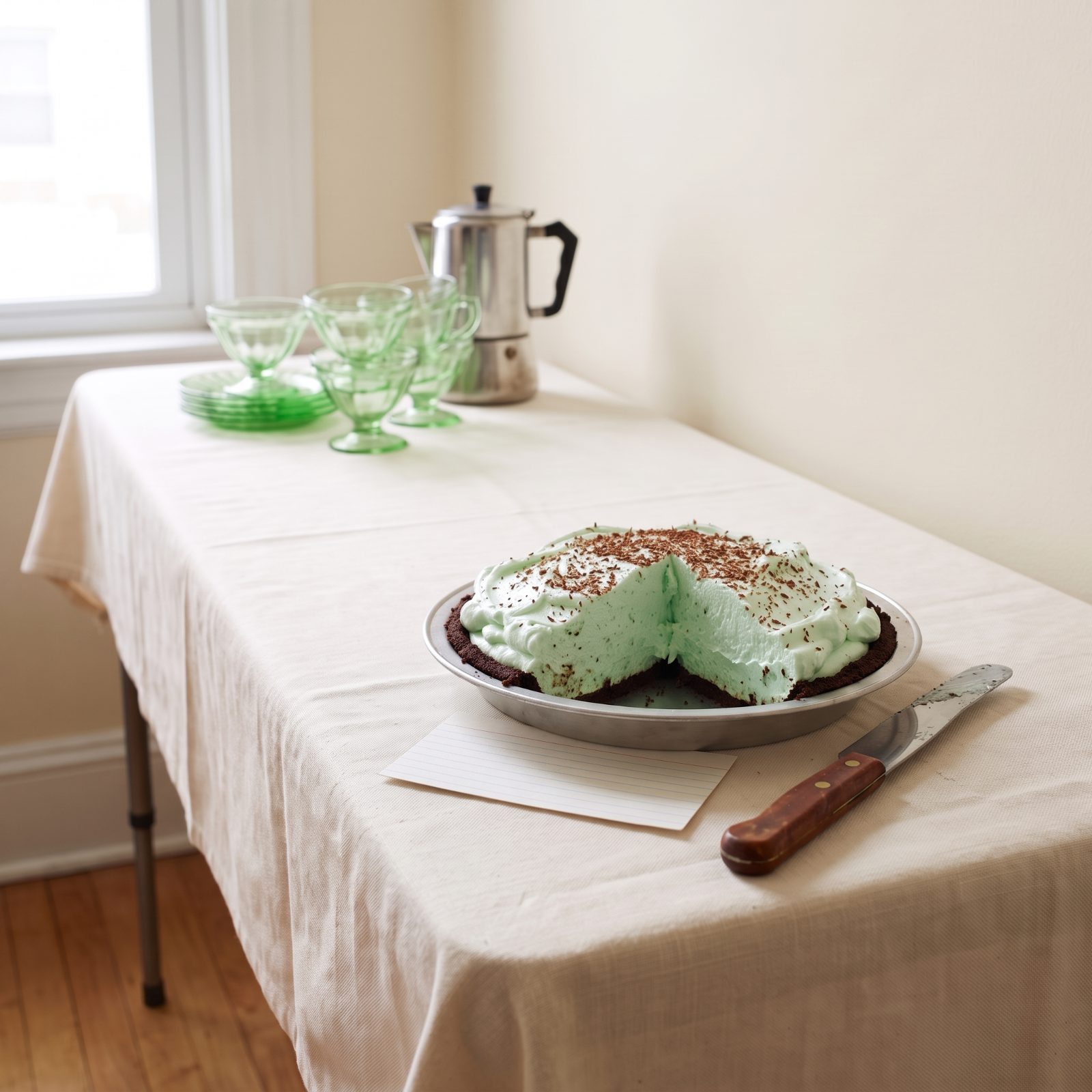 Grasshopper Pie With a Green Mint Filling