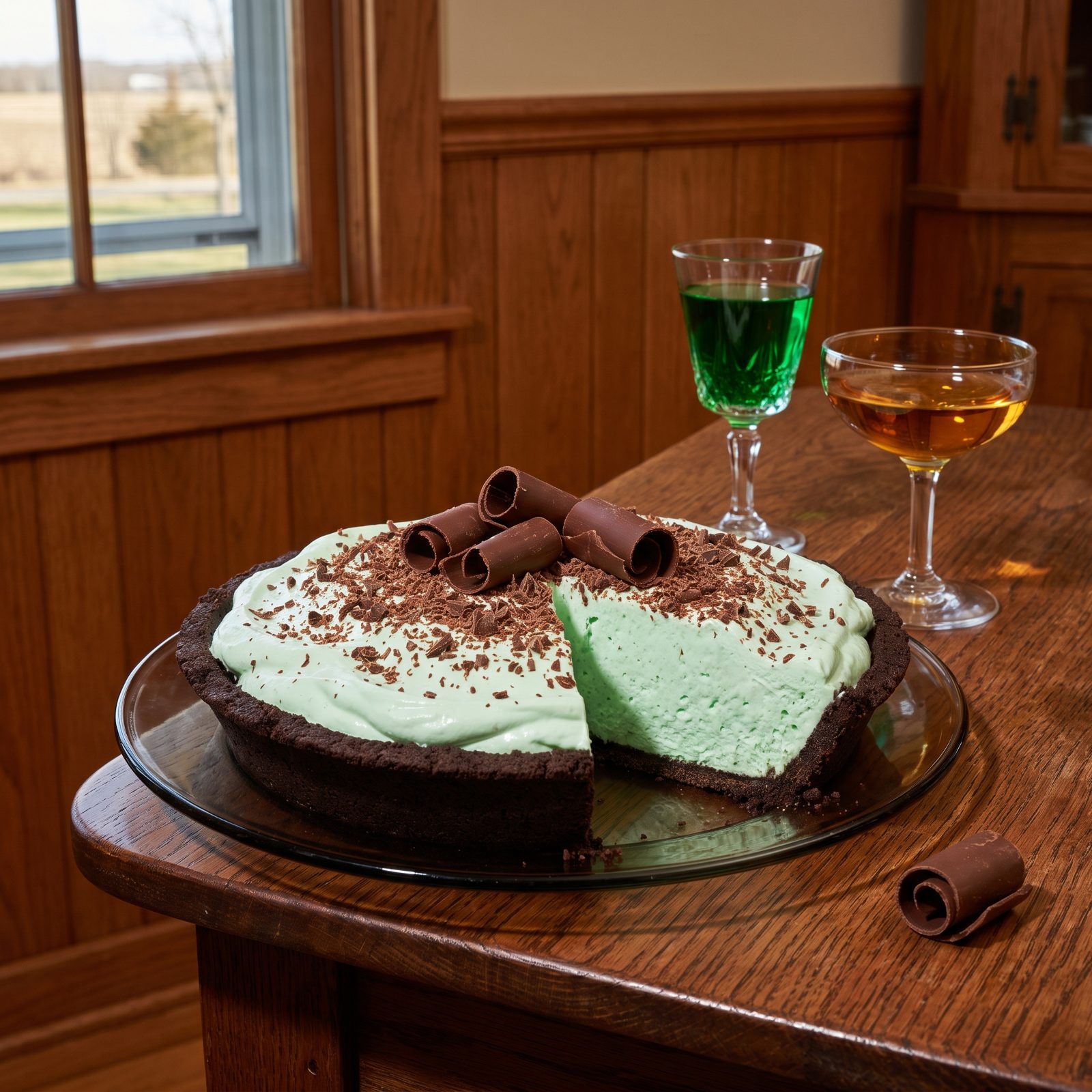 Grasshopper Pie, Minty Green in a Chocolate Crust