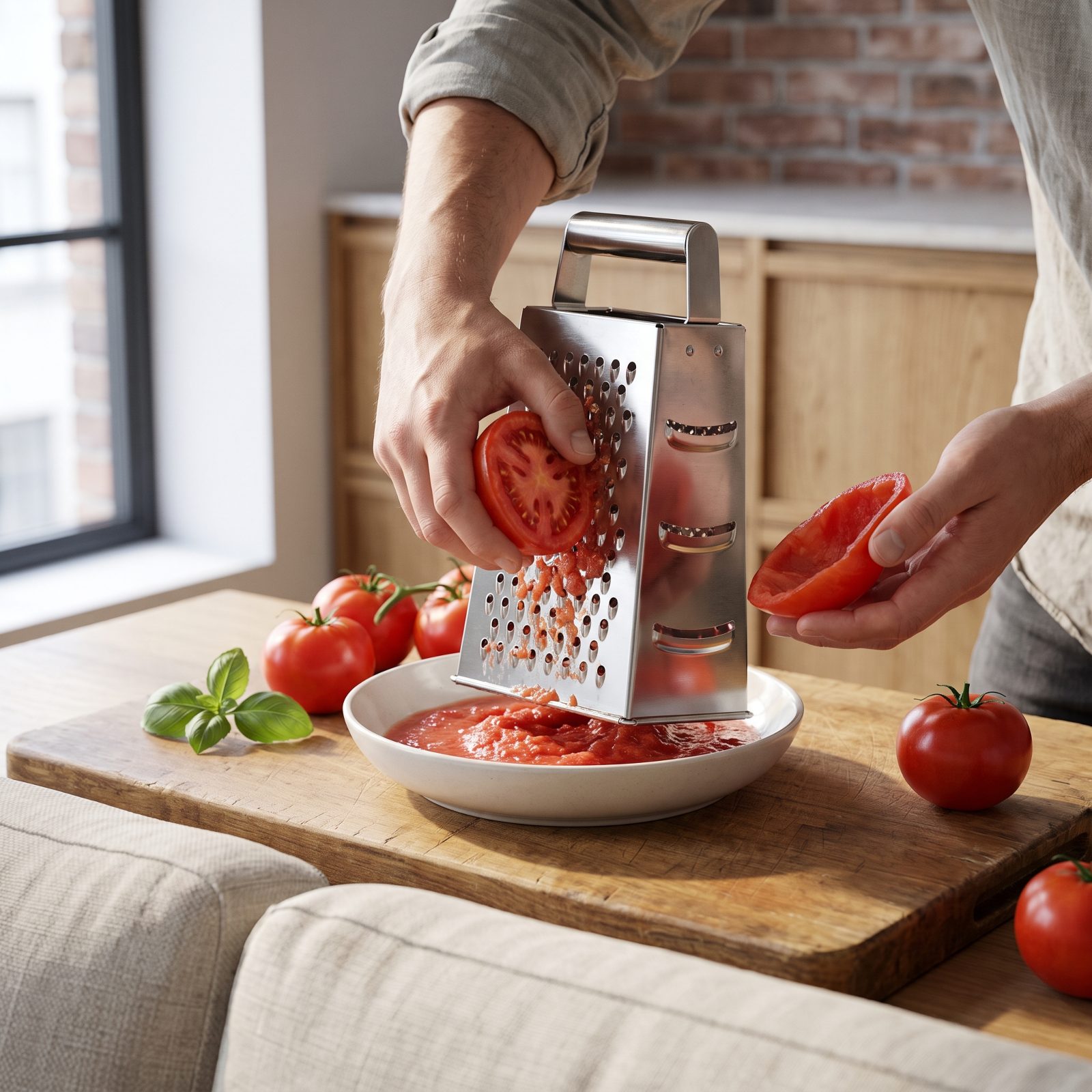 Grate Cut Tomatoes on a Box Grater and Leave the Skins Behind