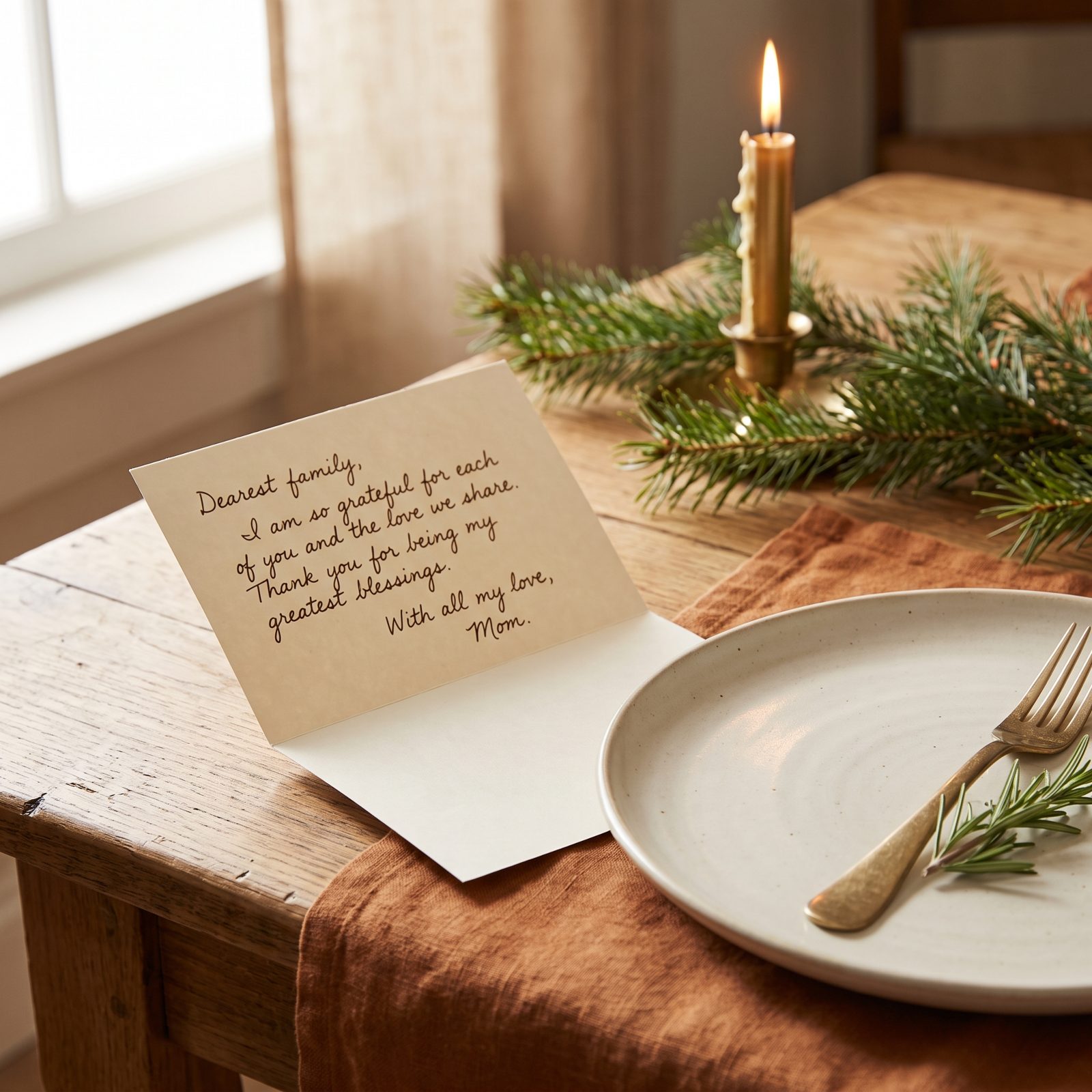 Gratitude Notes Tucked Under Every Plate