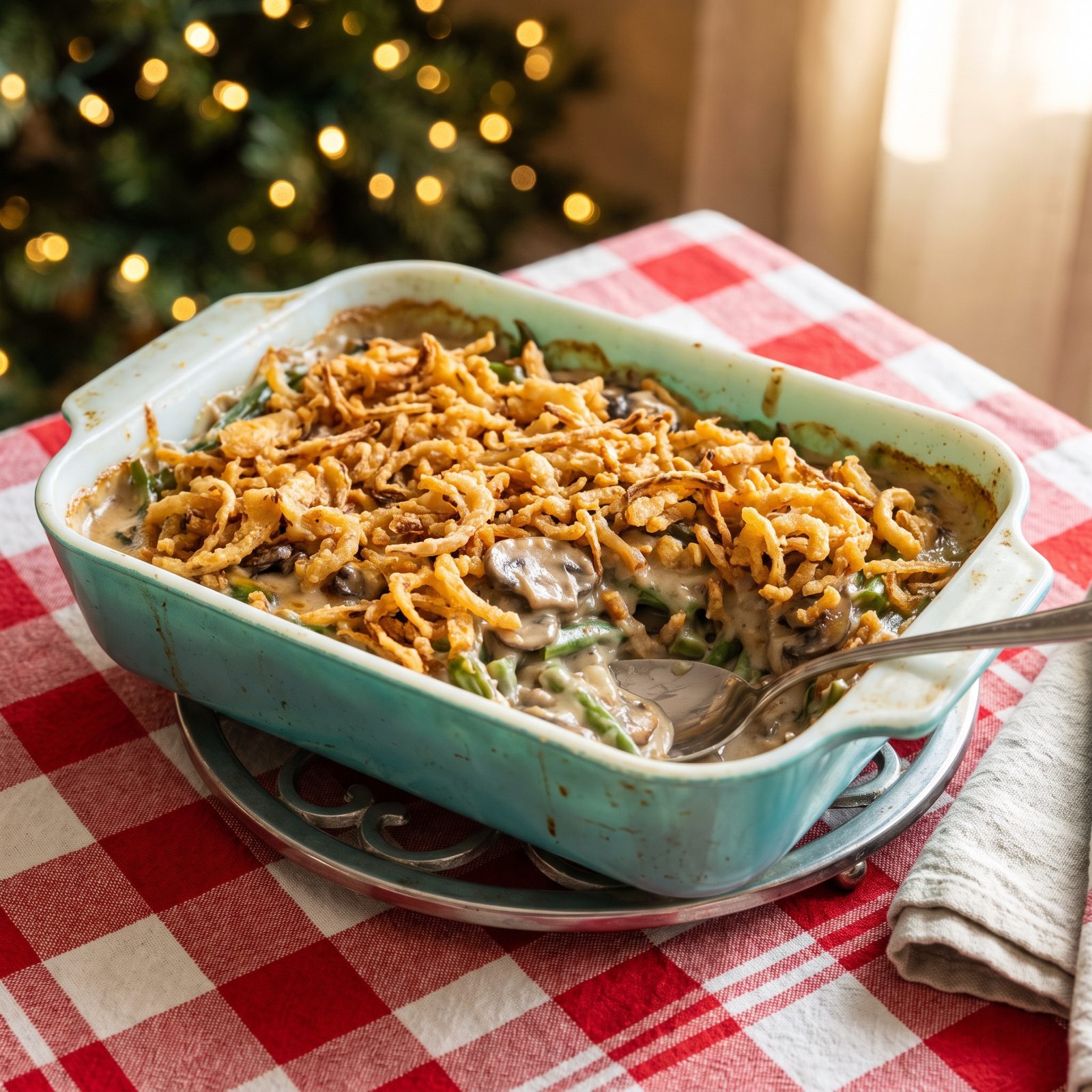 Green Bean Casserole With Canned Soup and Crispy Onions