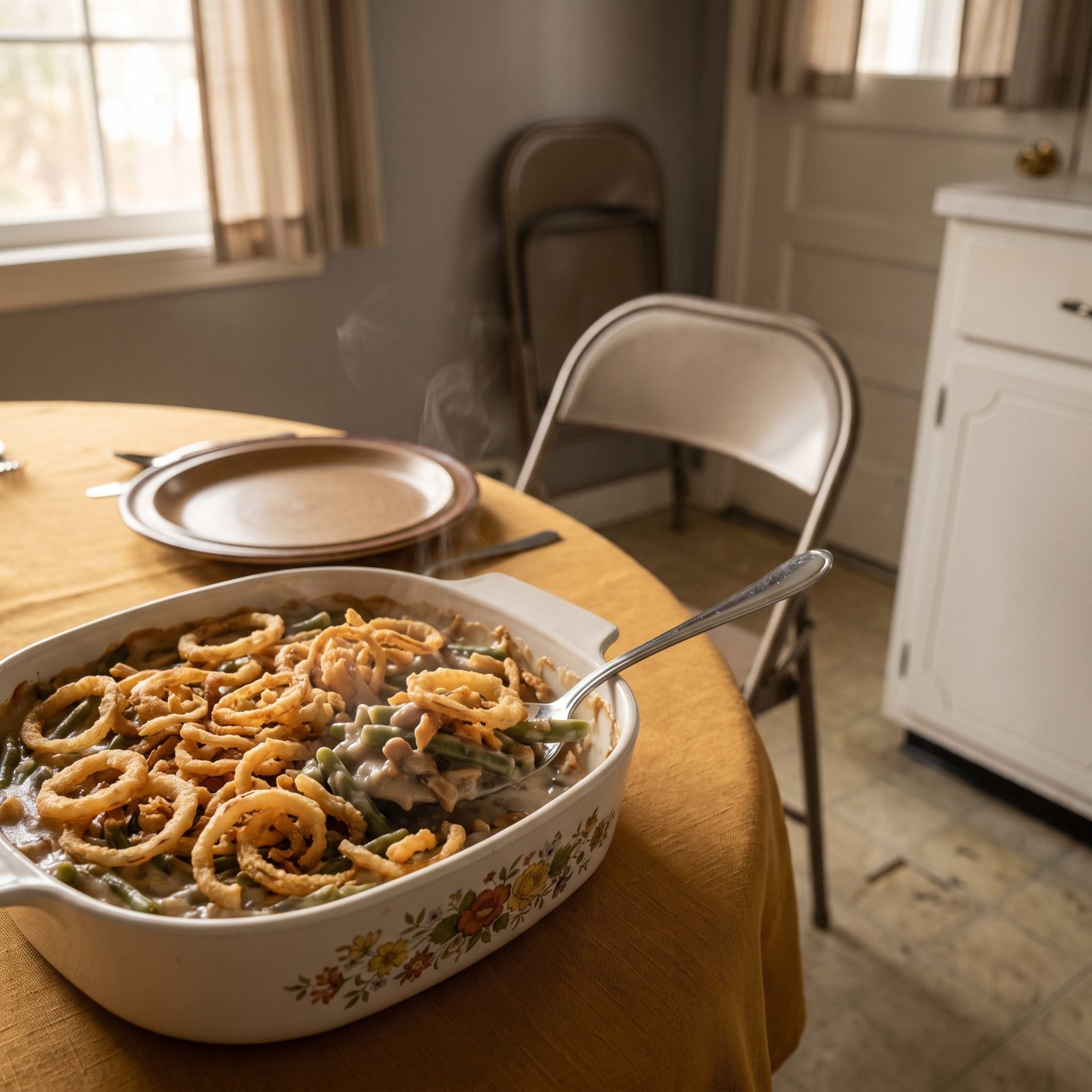 Green Bean Casserole Crowned With Crunchy Canned Onion Rings