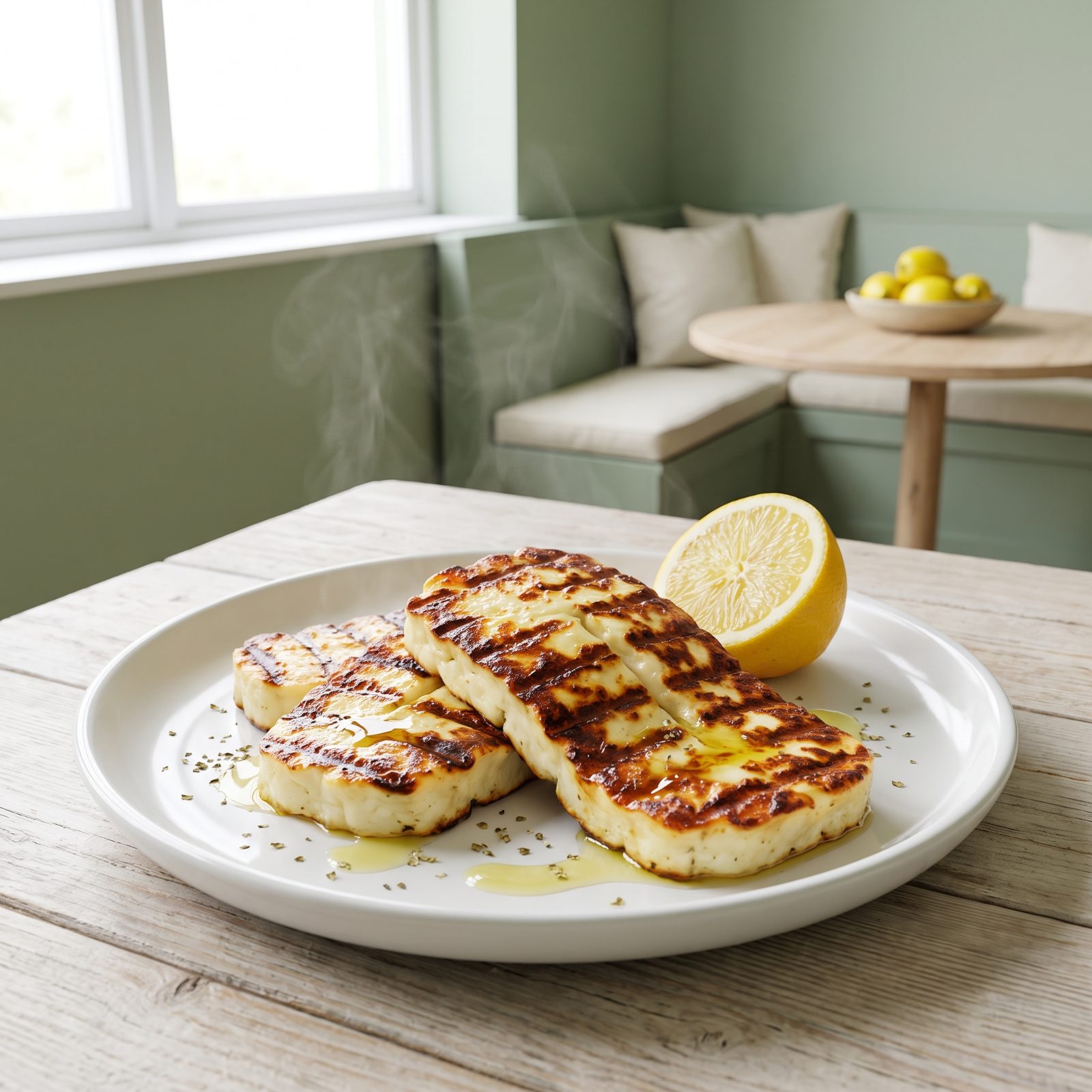 Griddled Halloumi With Lemon and Oregano