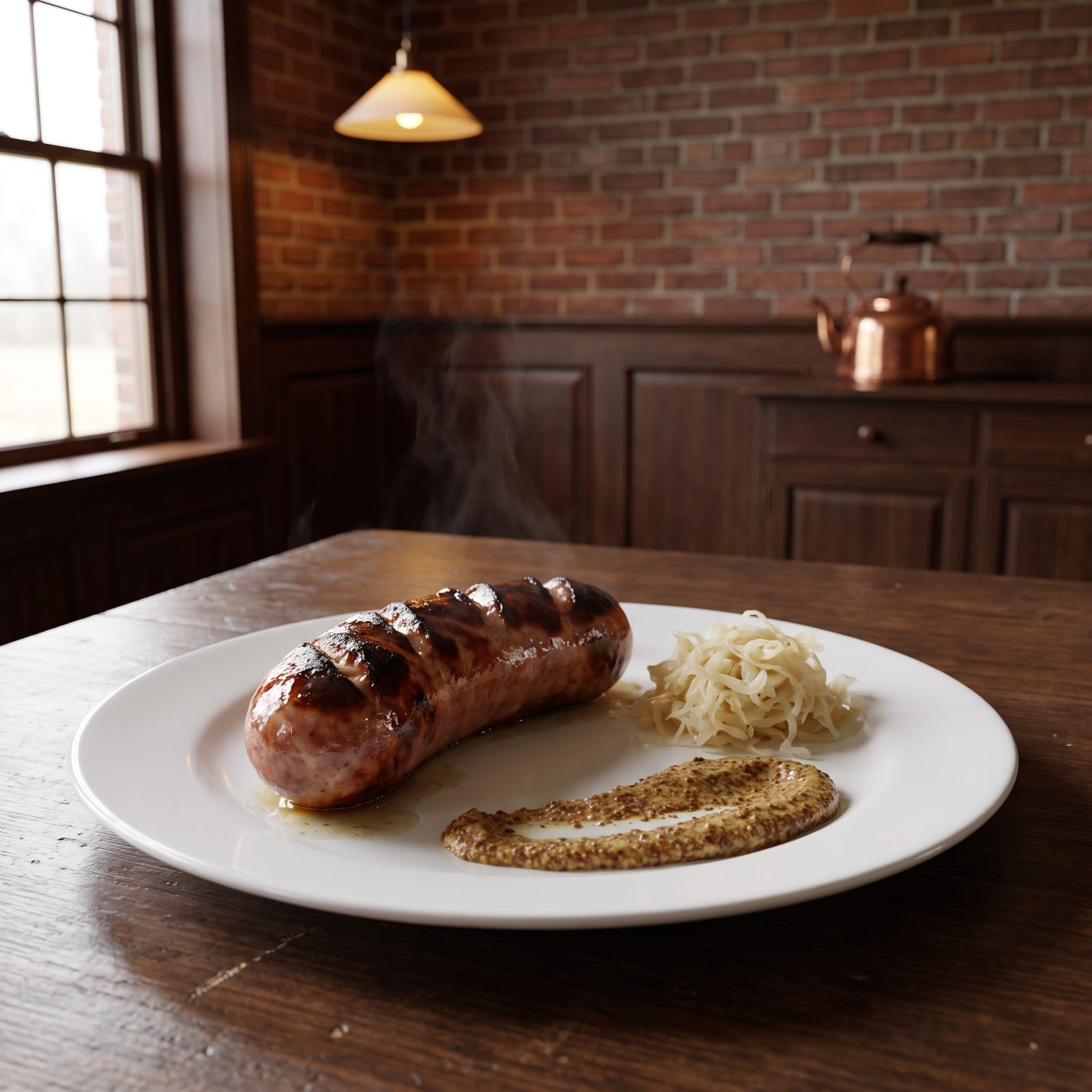 Grilled Sausage With Mustard and Sauerkraut
