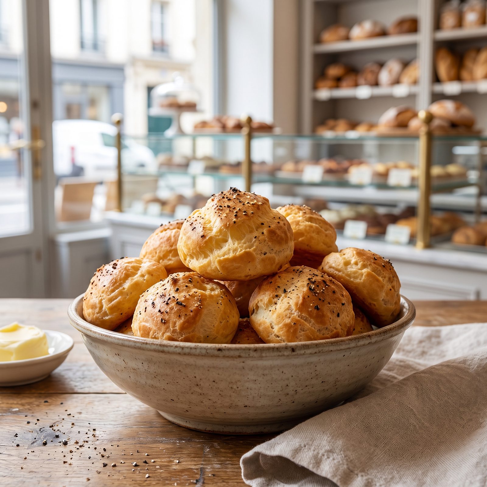 Gruyère Gougères With Cracked Black Pepper