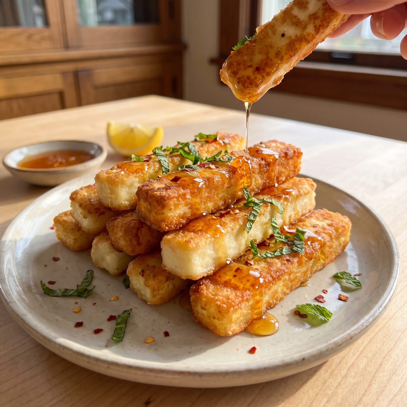 Halloumi Fries With Hot Honey