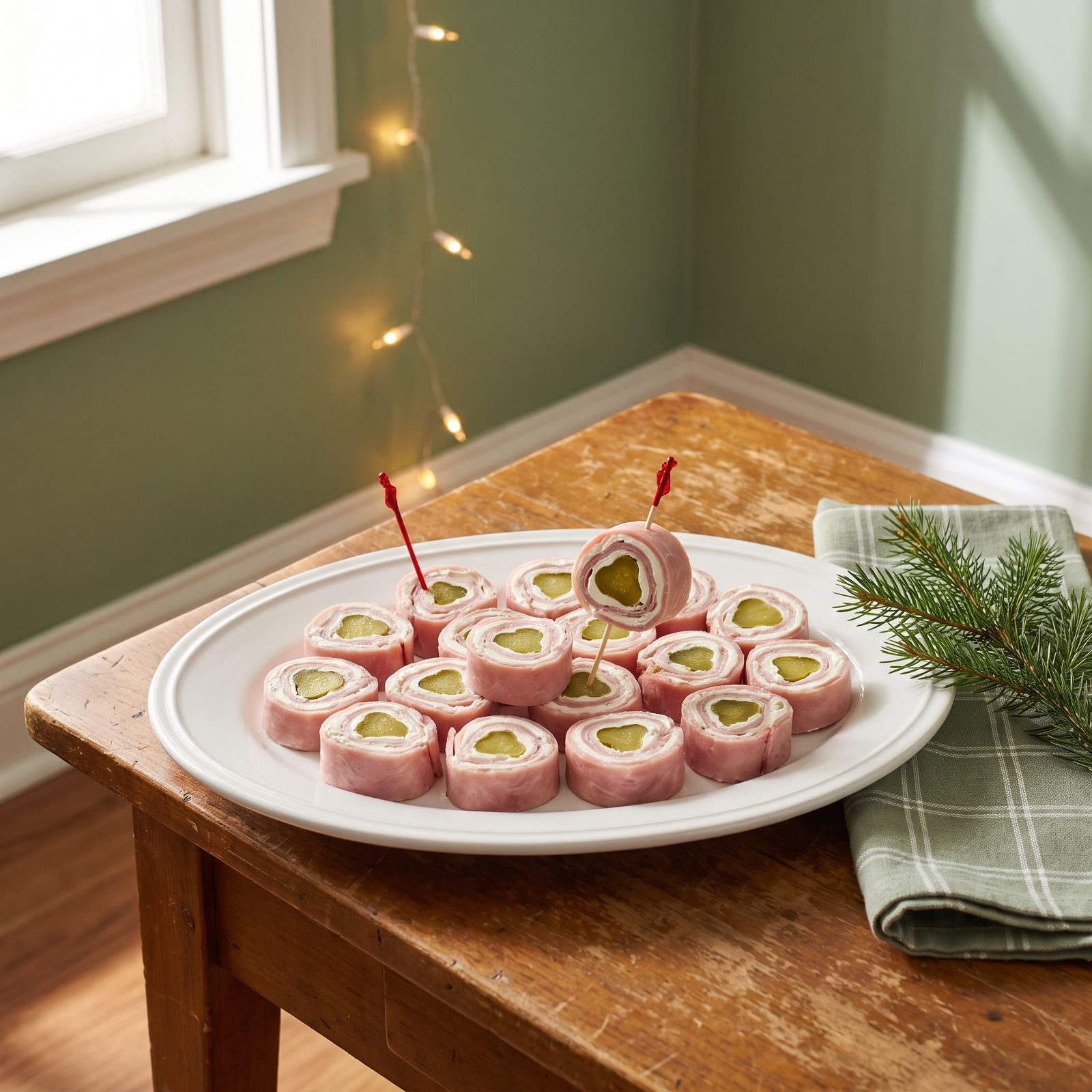 Ham-and-Pickle Roll-Ups on the Toothpick