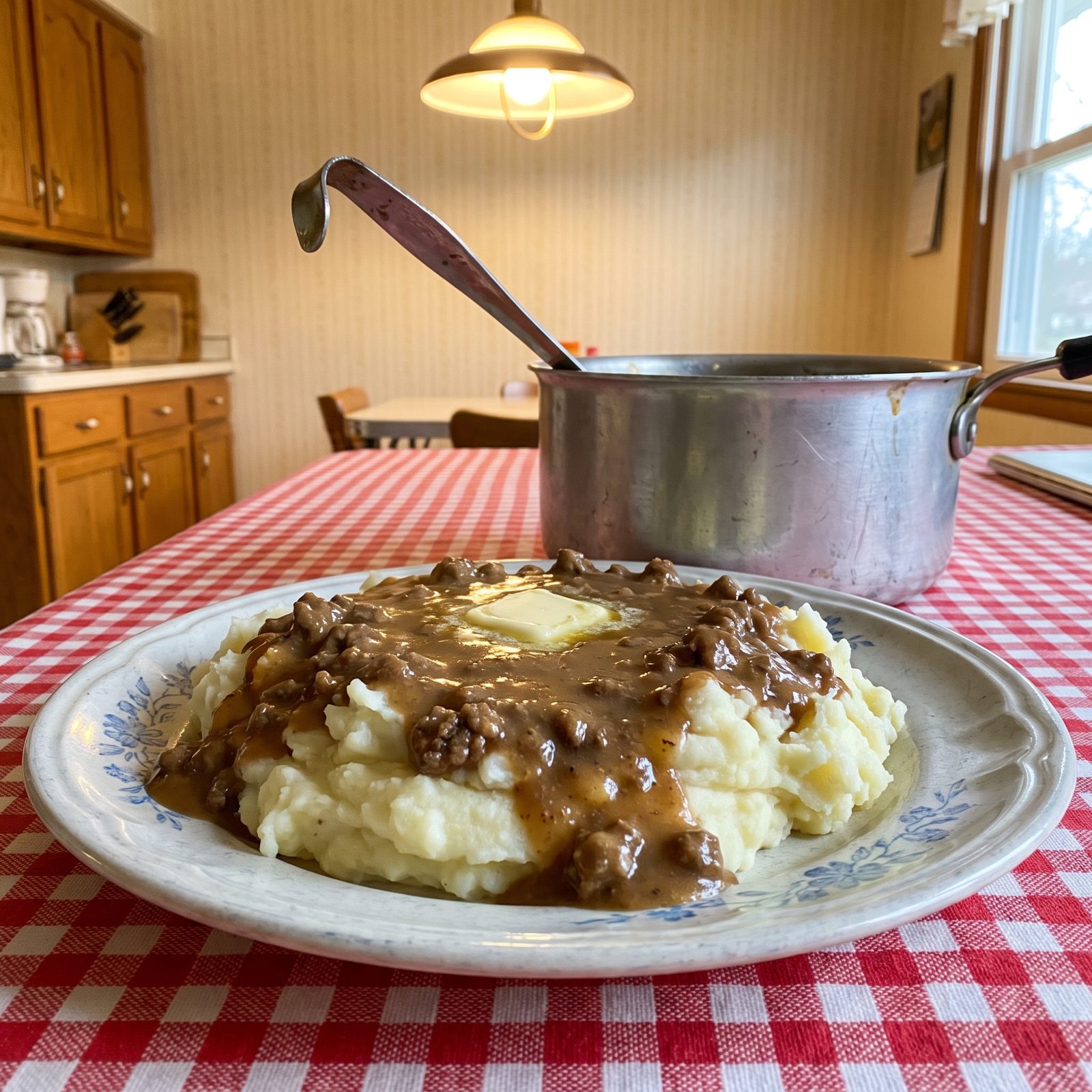 Hamburger Gravy Over Mashed Potatoes, the $3 Supper