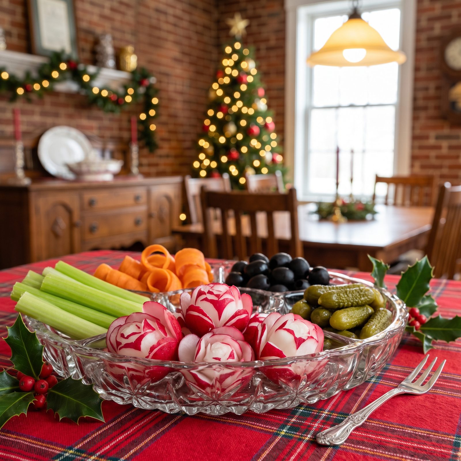 A Holiday Relish Tray With Radish Roses