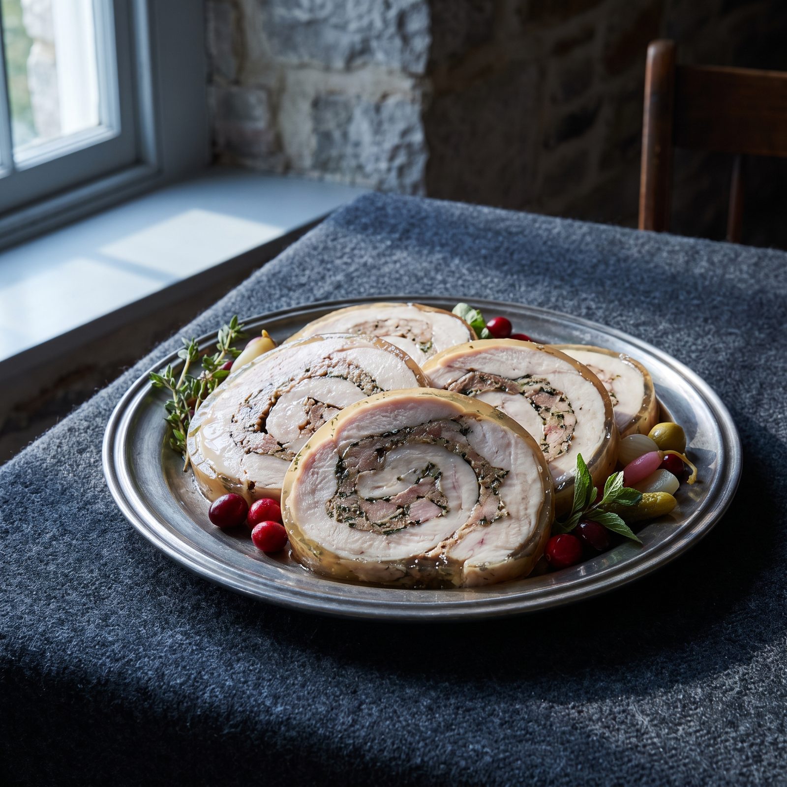 A Holiday Turkey Galantine Served Cold