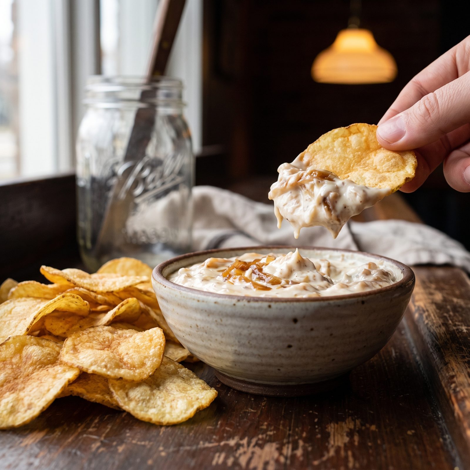 Homemade French Onion Dip With Kettle Chips