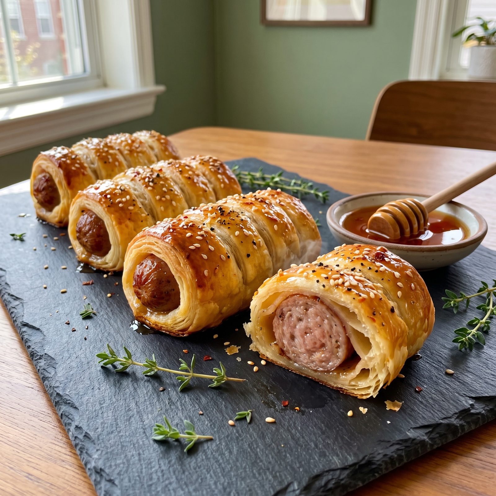 Hot Honey Sausage Rolls