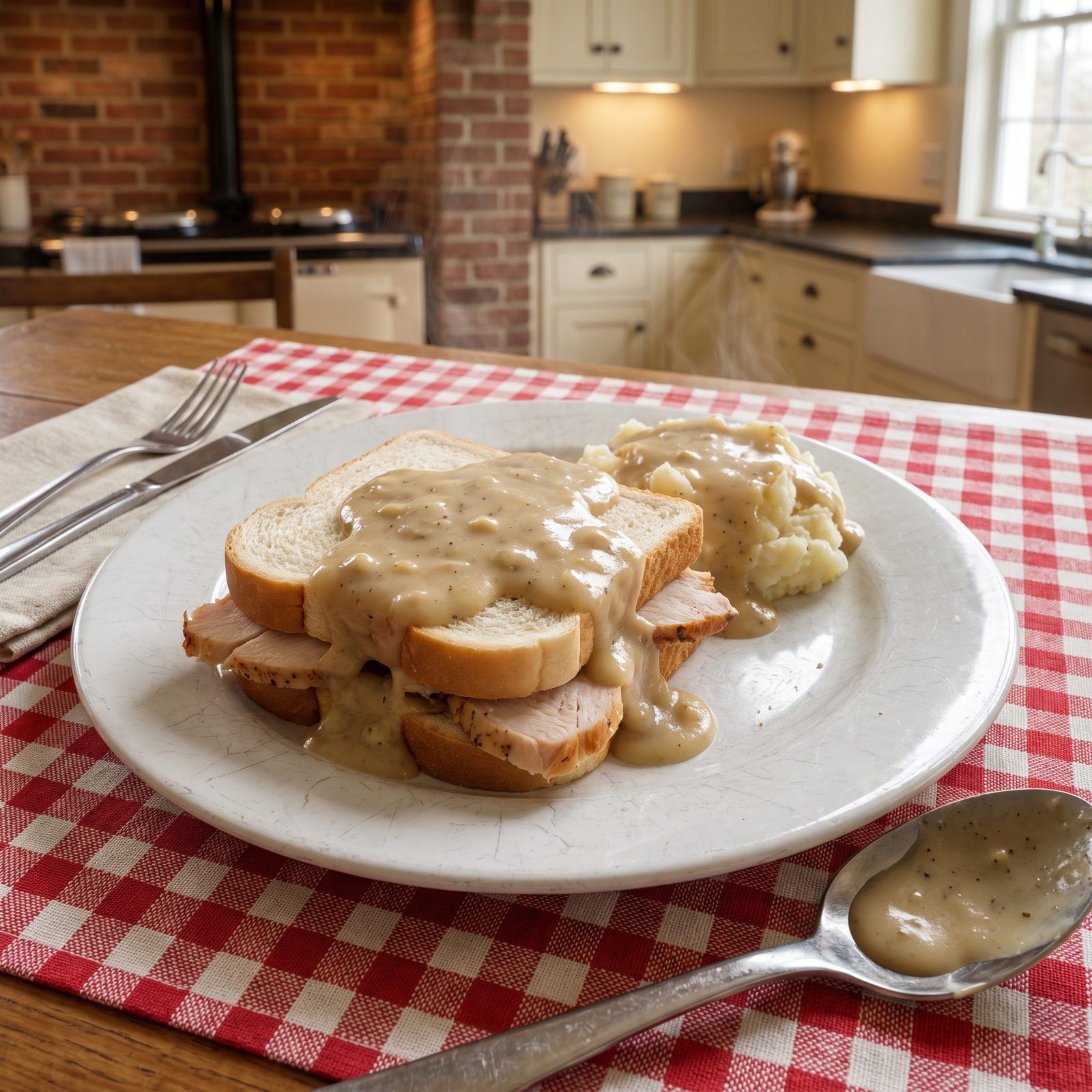 Hot Turkey Sandwich Covered in Gravy