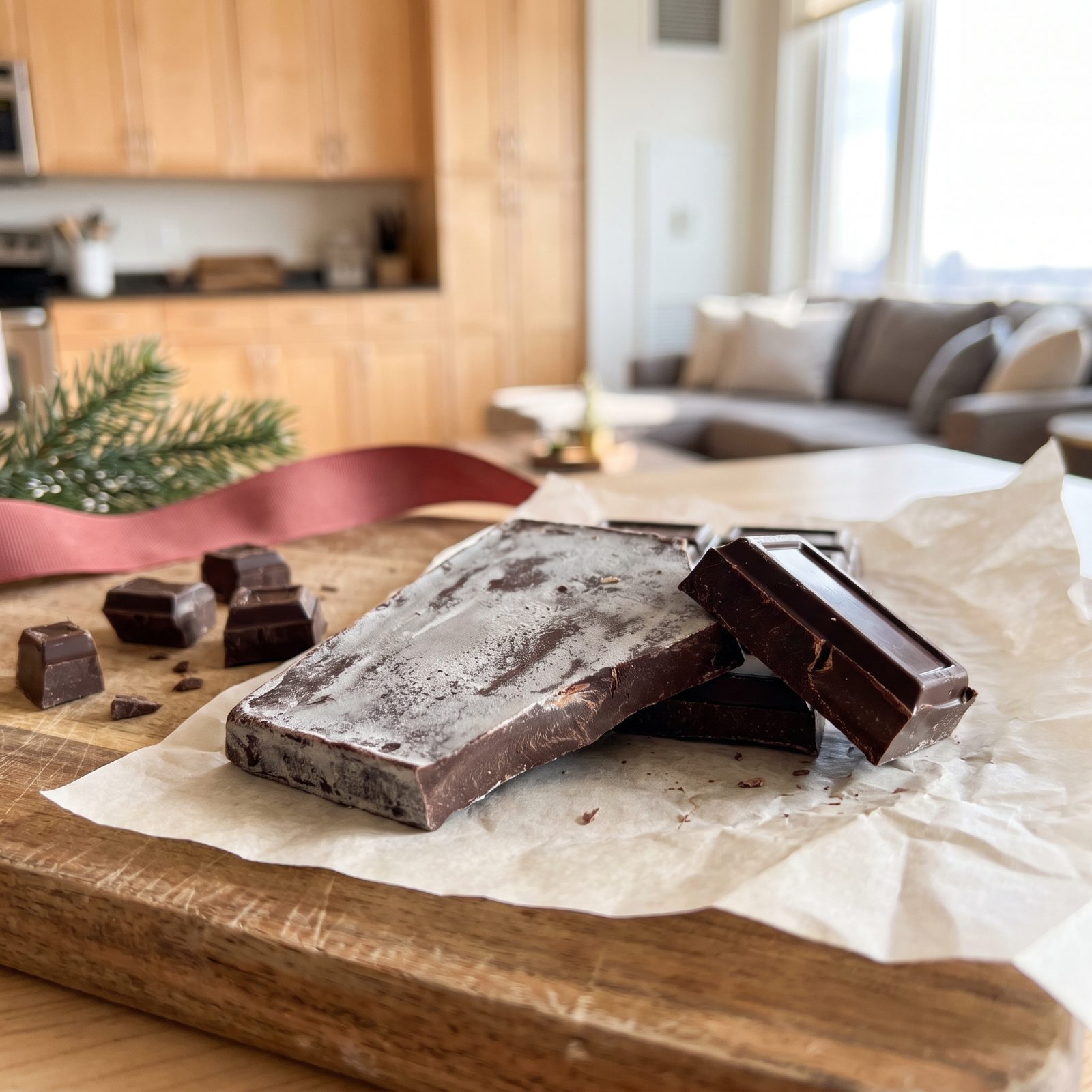 Inspect Bittersweet Baking Bars for Bloom