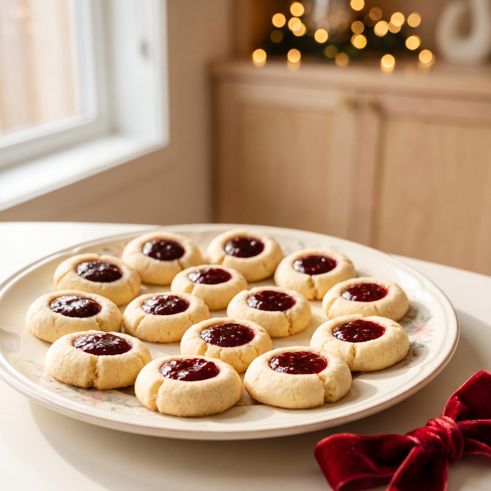 Jam Thumbprint Cookies Filled With Raspberry Preserves