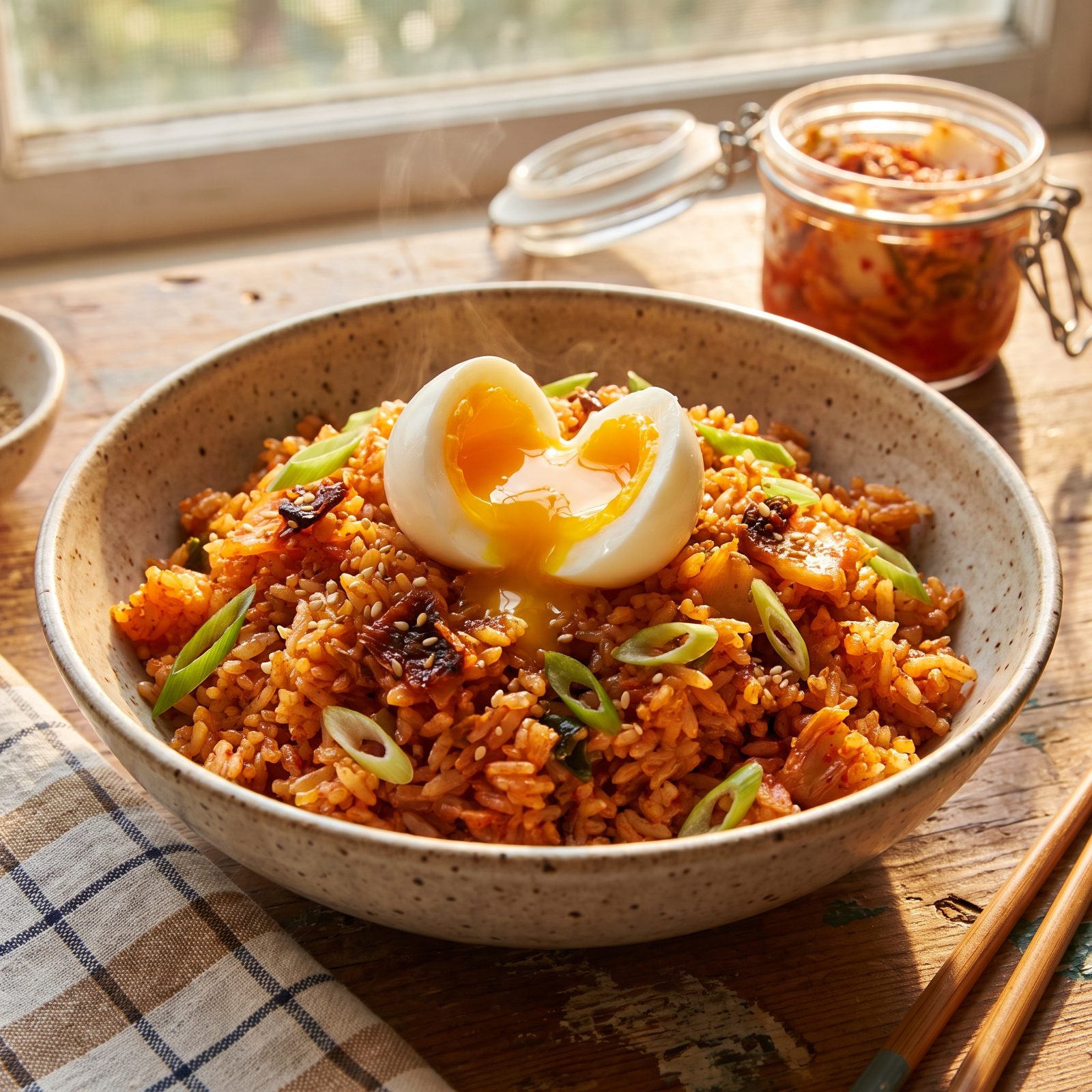 A Jar of Kimchi Becomes Fried Rice With Jammy Eggs