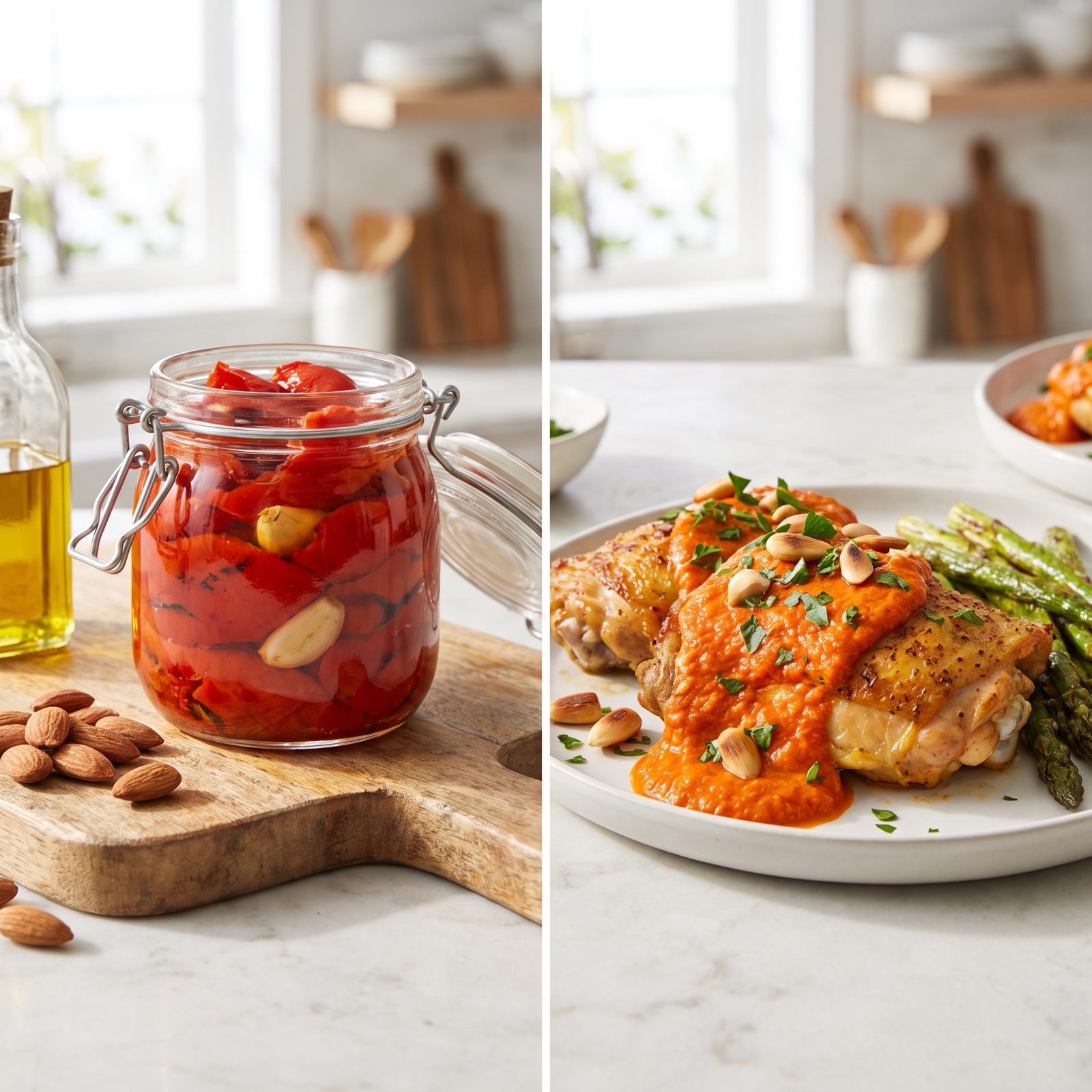 A Jar of Roasted Peppers Becomes Romesco Chicken
