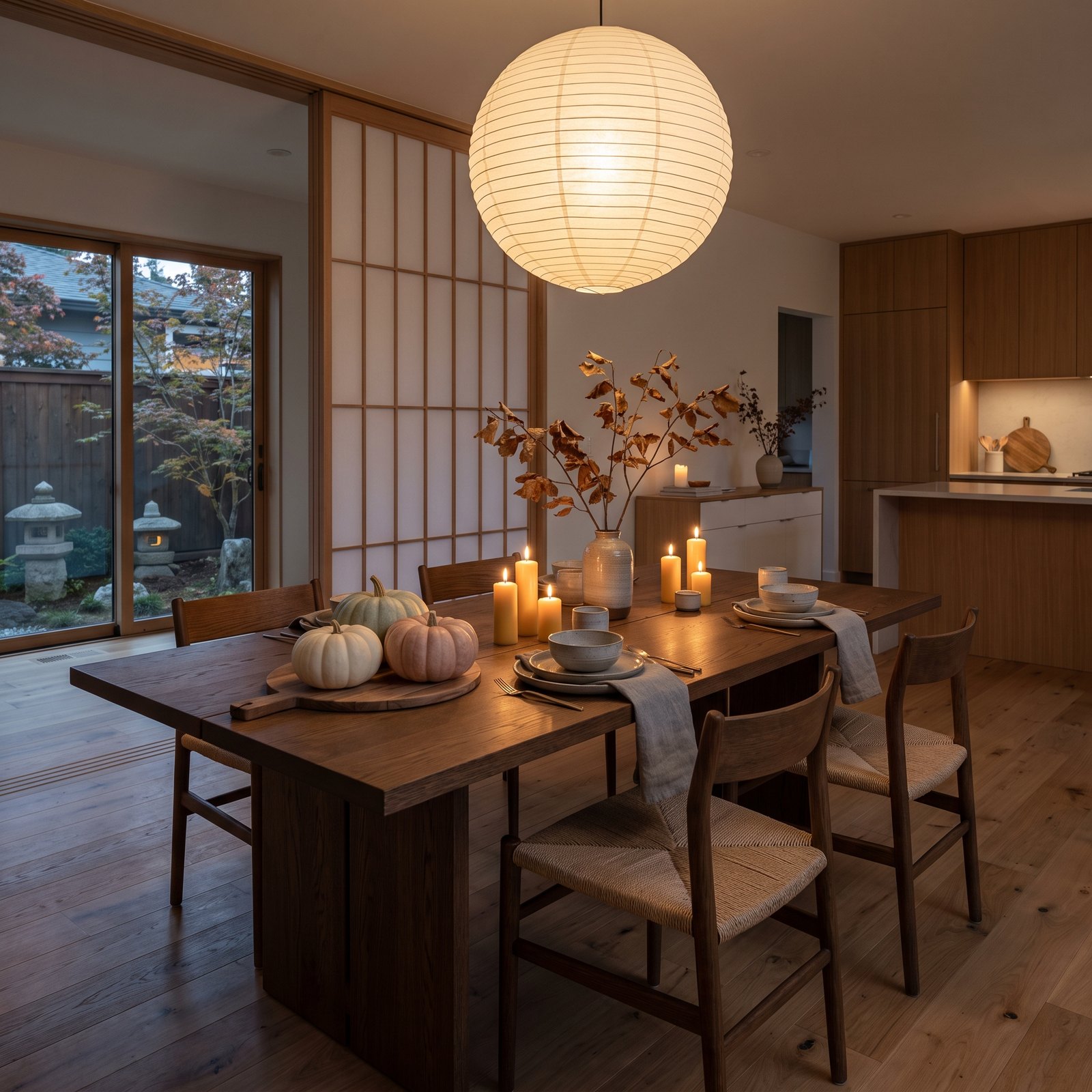 Just Enough: A Japandi Table With Three Pumpkins and Linen