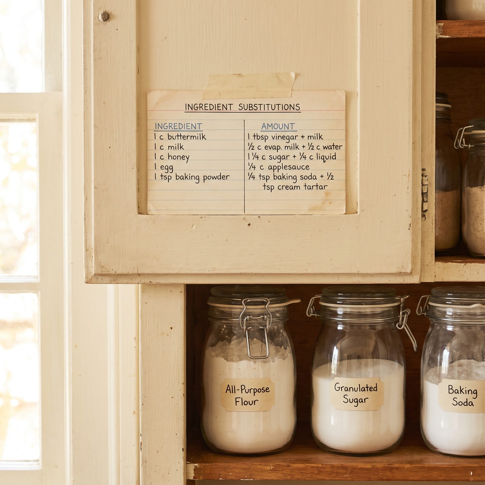 Keeping a Handwritten Substitution Chart on the Cabinet Door