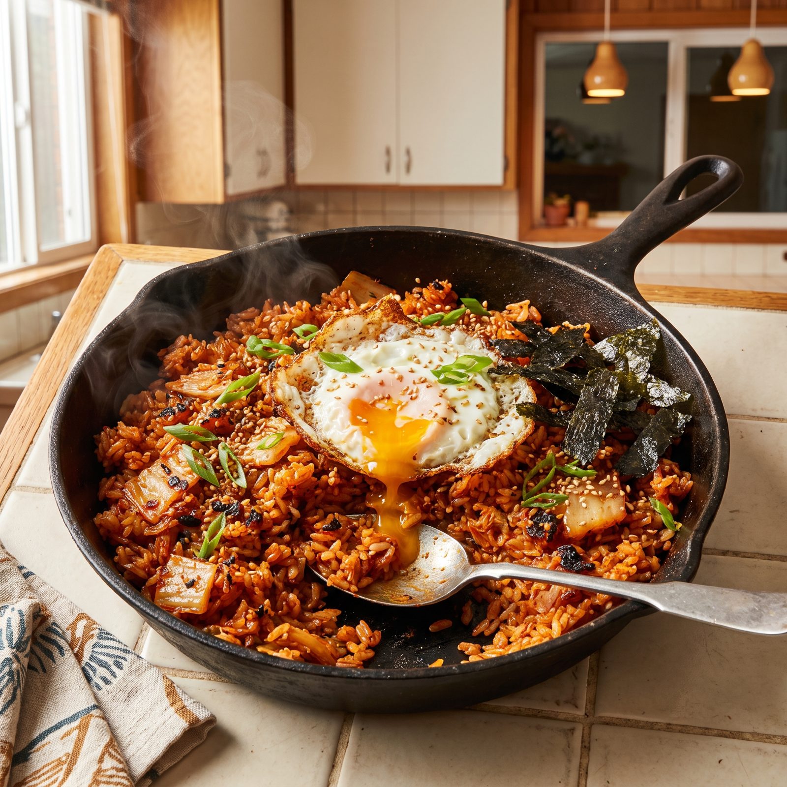 Kimchi Fried Rice With a Runny Egg