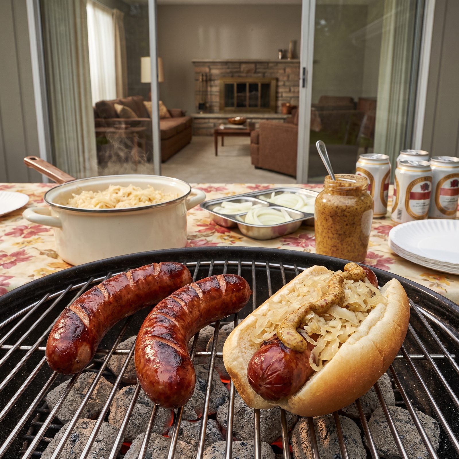 Knockwurst With Warm Sauerkraut and Mustard